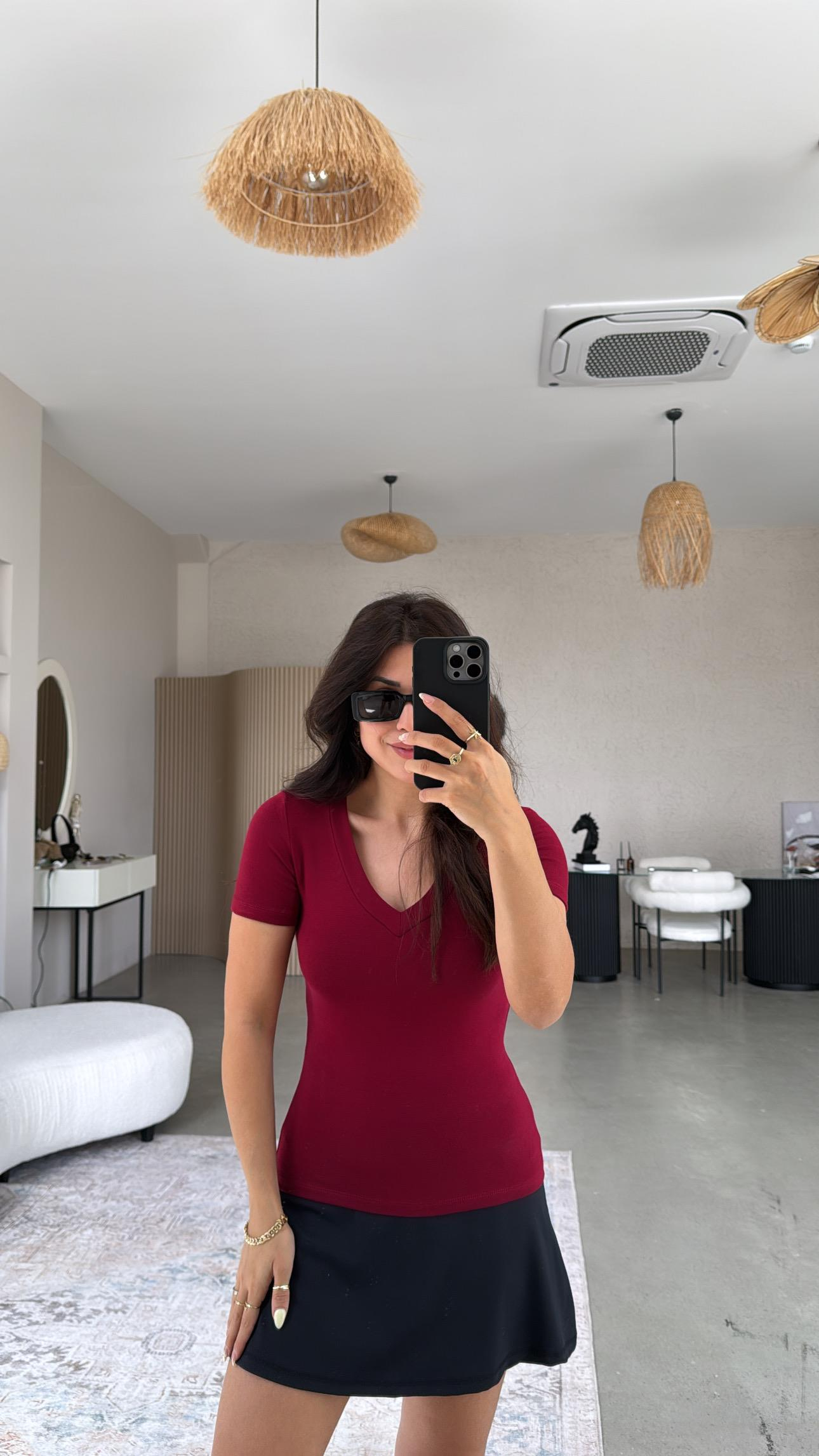 Bordo V Yaka Oys Basic