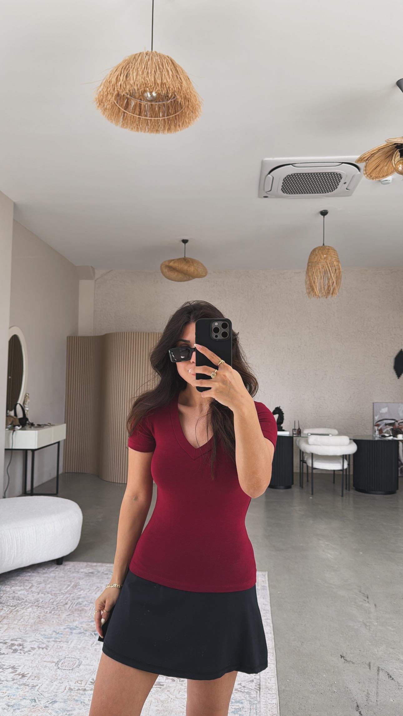 Bordo V Yaka Oys Basic