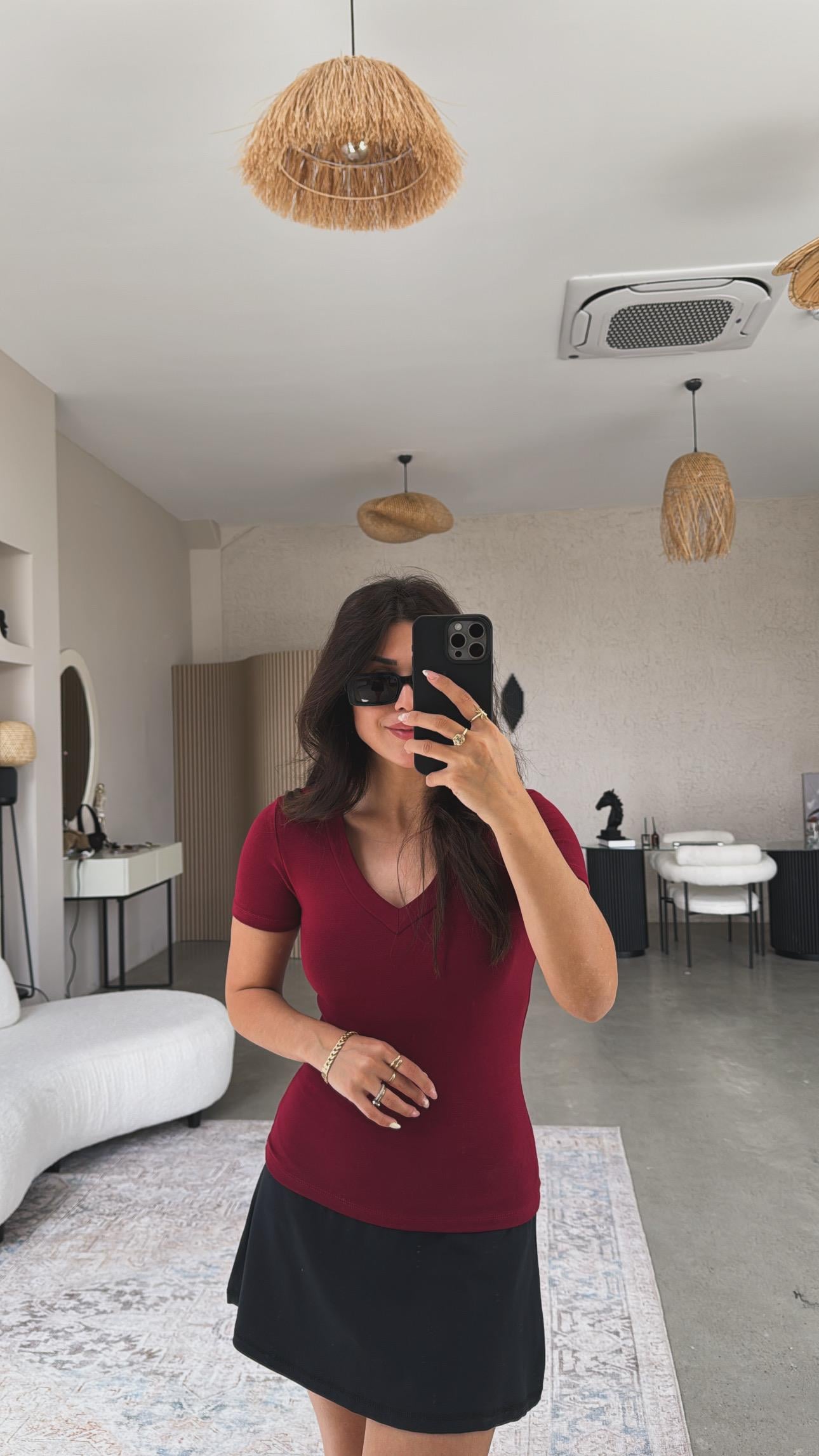 Bordo V Yaka Oys Basic