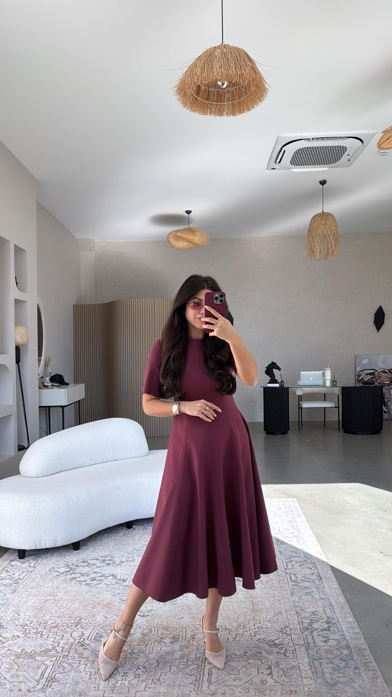 Bordo ZR Uzun Premium Elbise