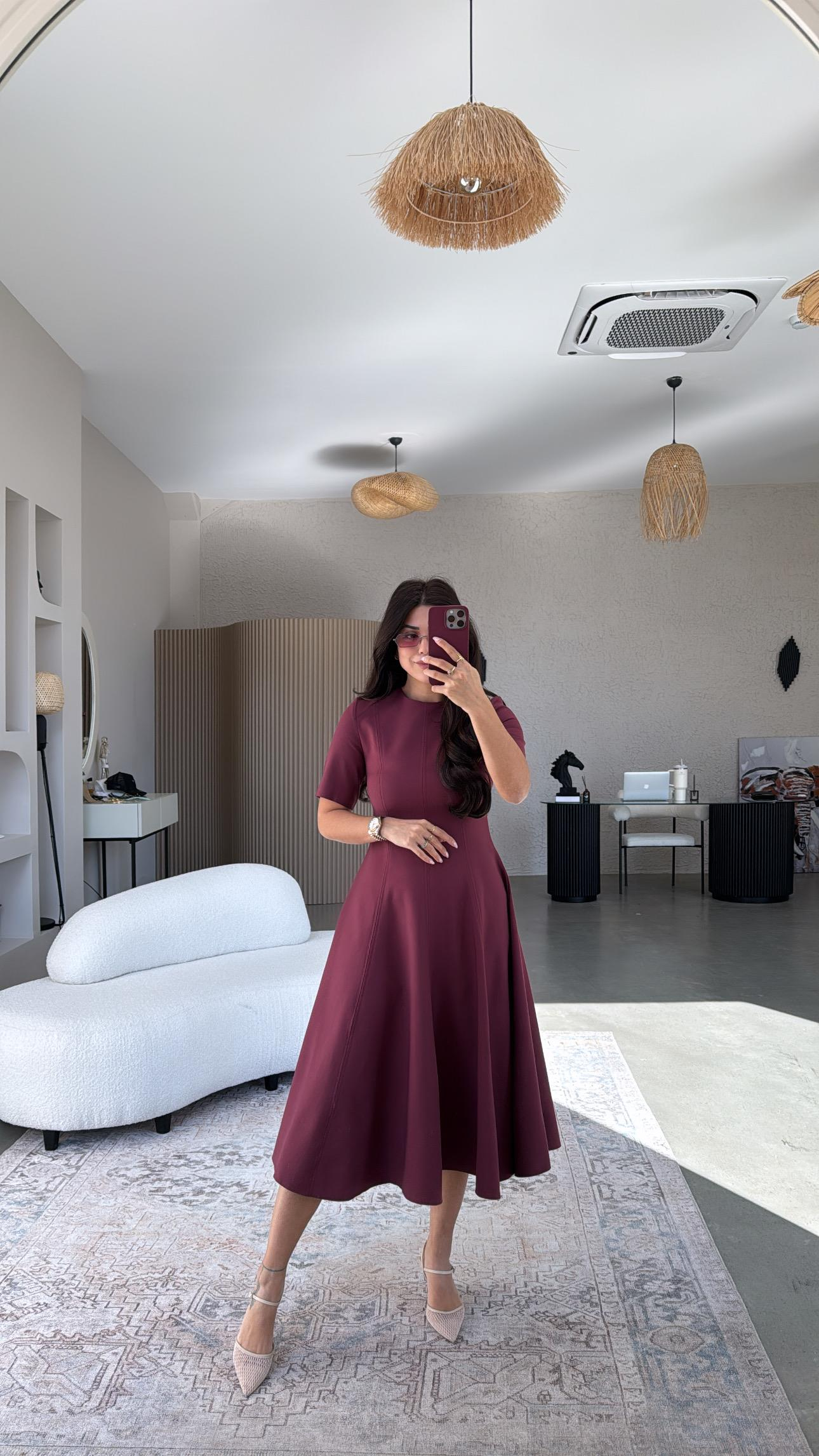 Bordo ZR Uzun Premium Elbise
