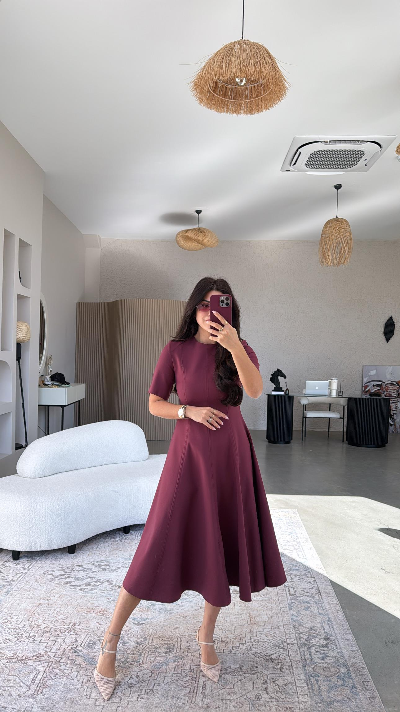 Bordo ZR Uzun Premium Elbise