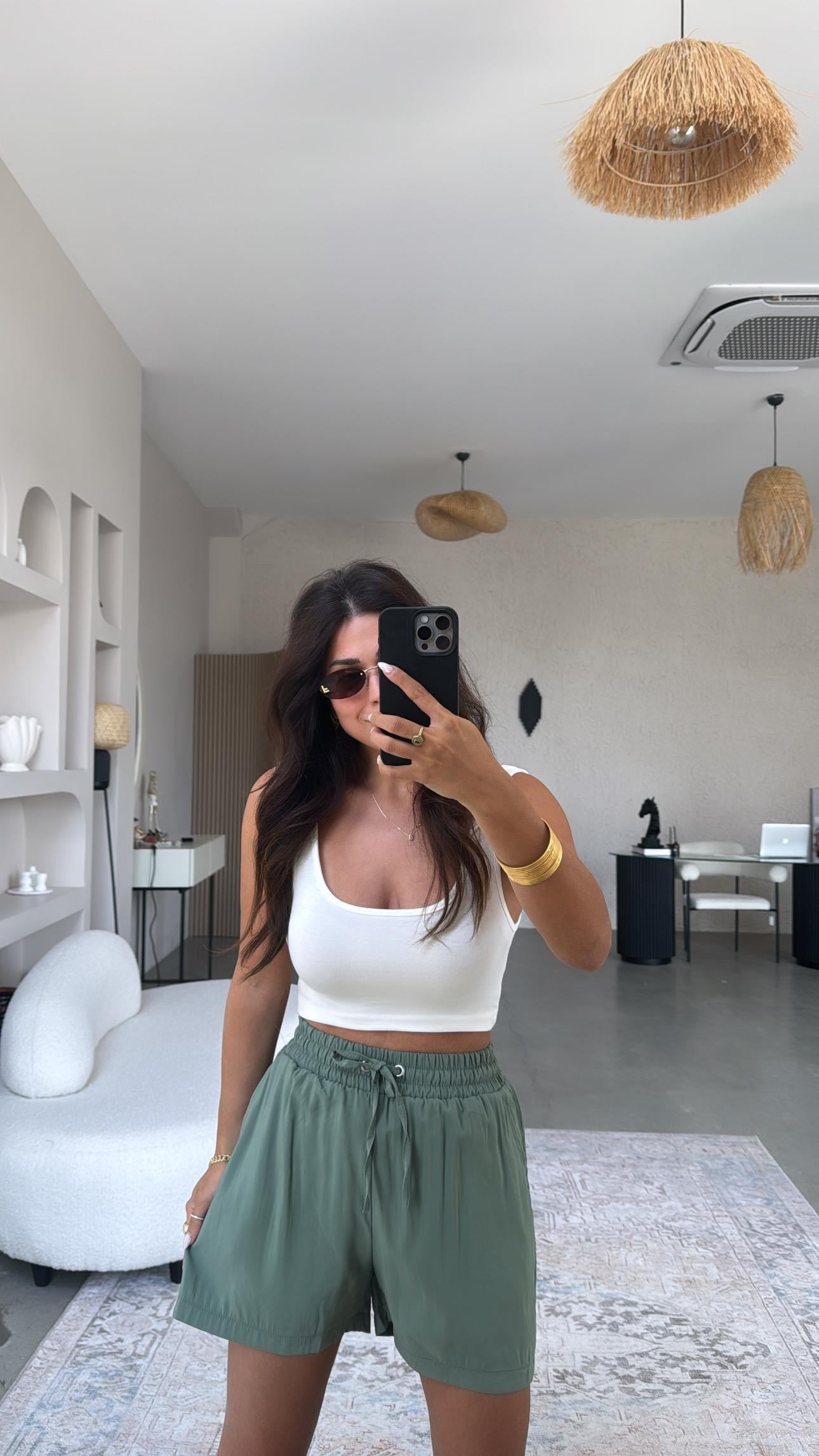 Çağla Yeşili Tensel Basic Şort