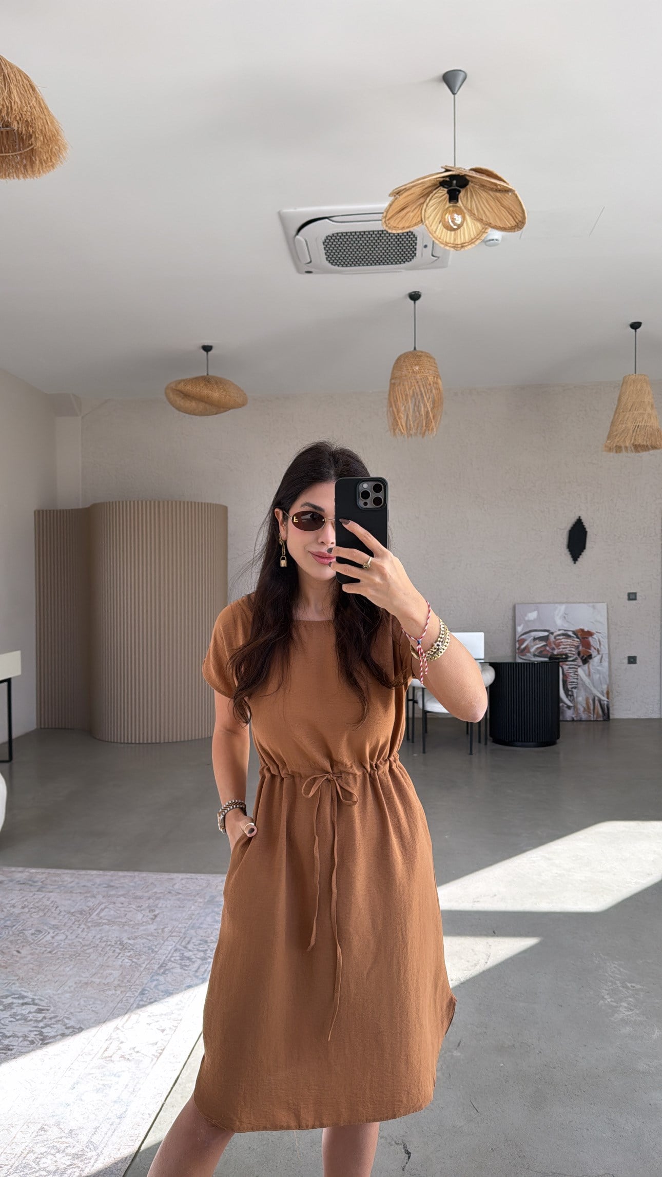 Camel Beli İpli Tensel Elbise