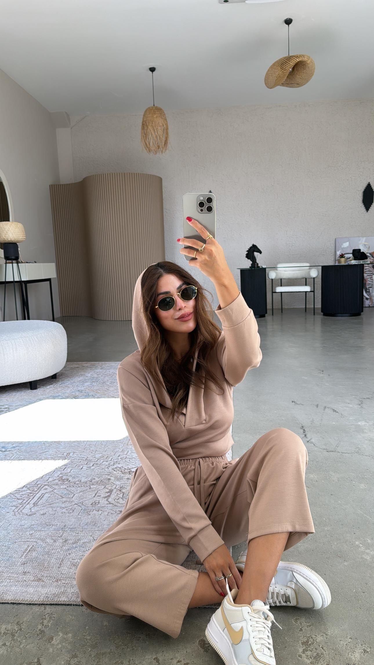 Camel Modal Kapüşonlu Takım