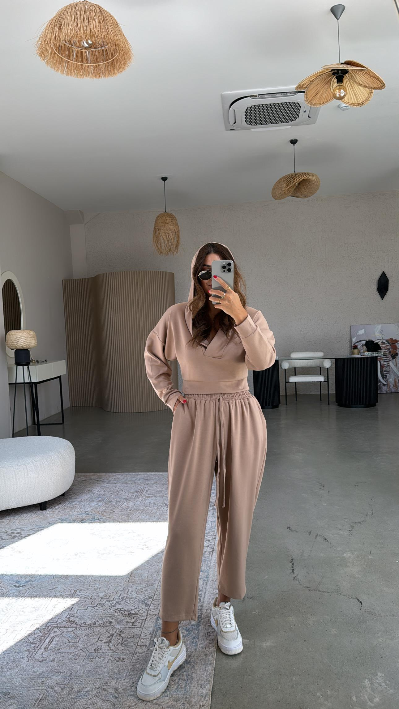 Camel Modal Kapüşonlu Takım