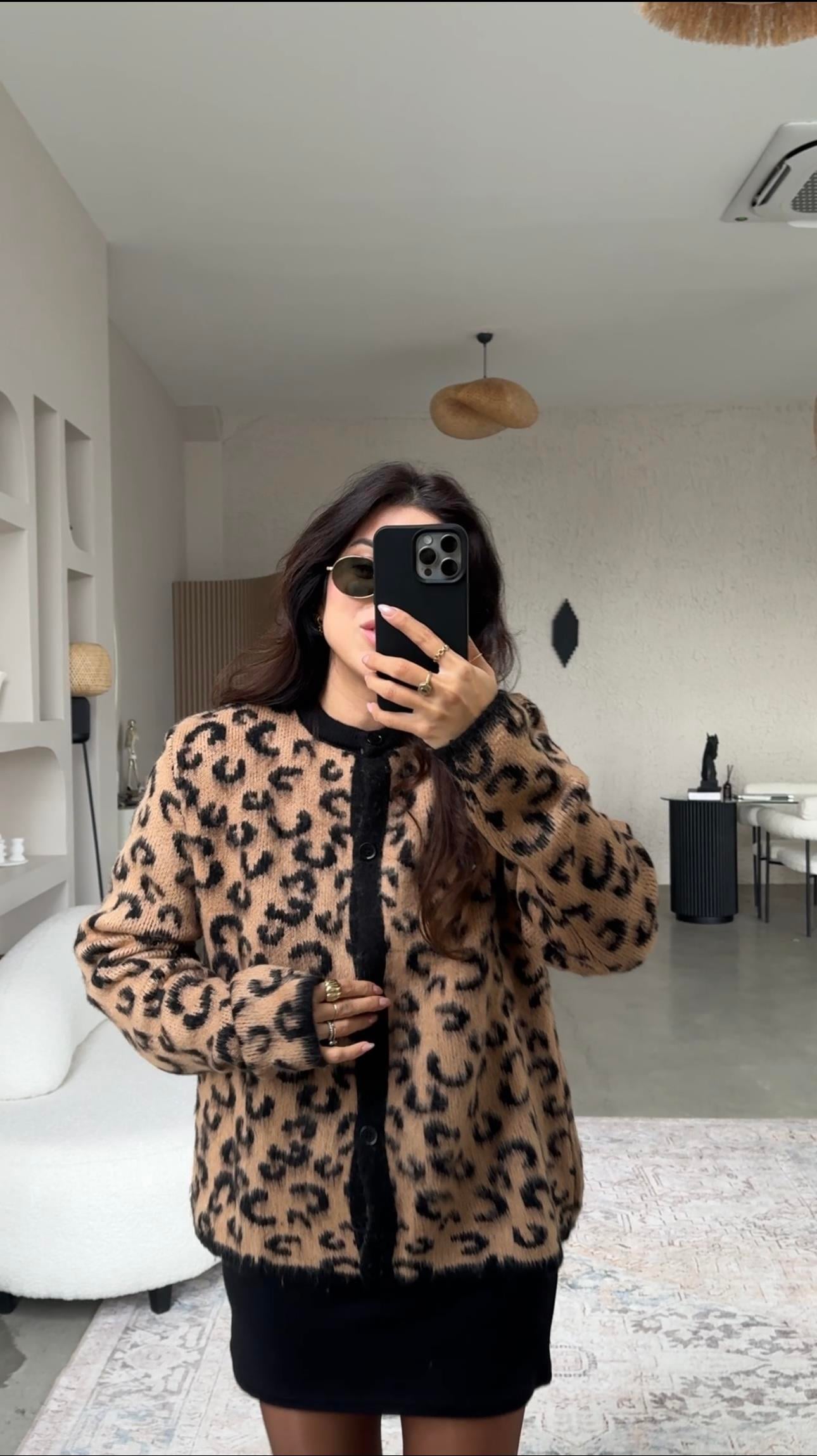 Camel Yumoş Leopar Hırka