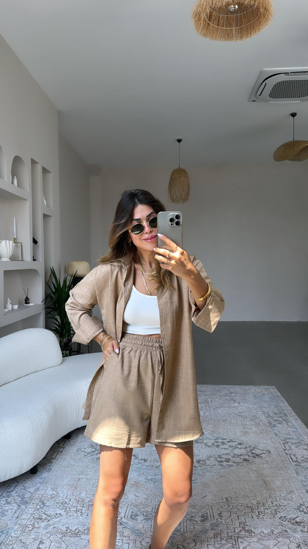 Camel ZR Gömlek Şort Takım