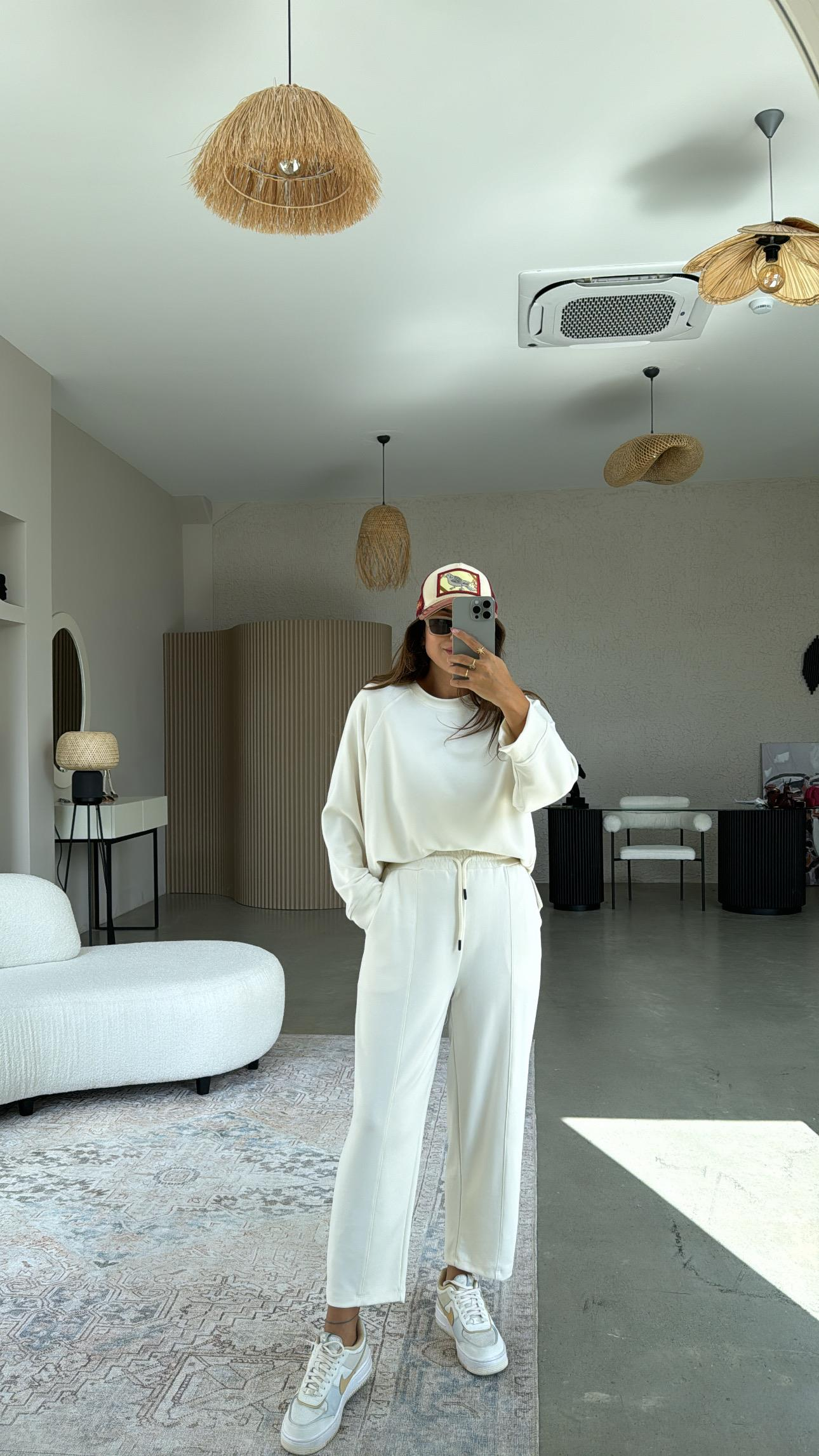 Ekru Çımalı Modal Eşofman