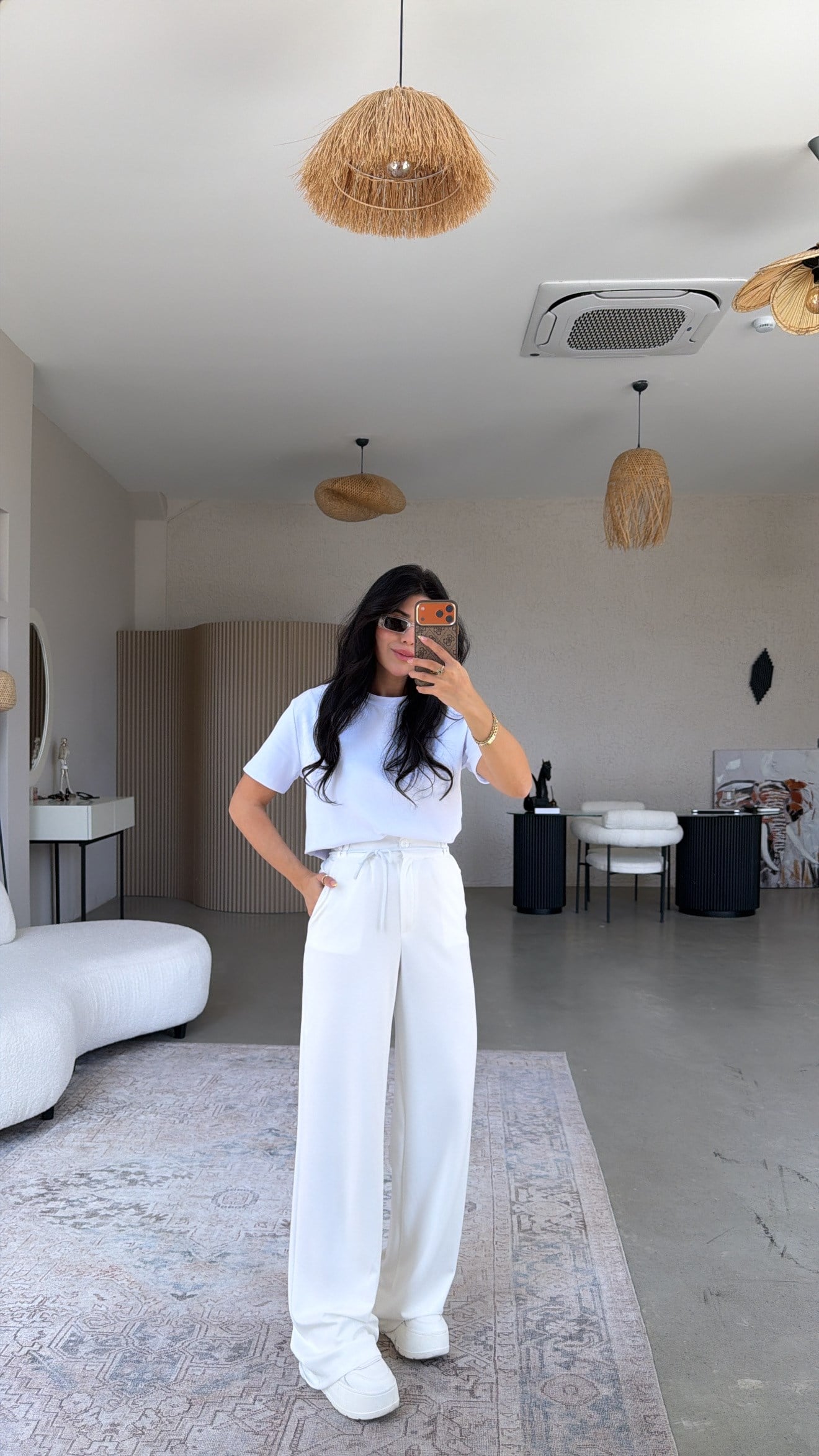 Ekru İpli Modal Pantolon
