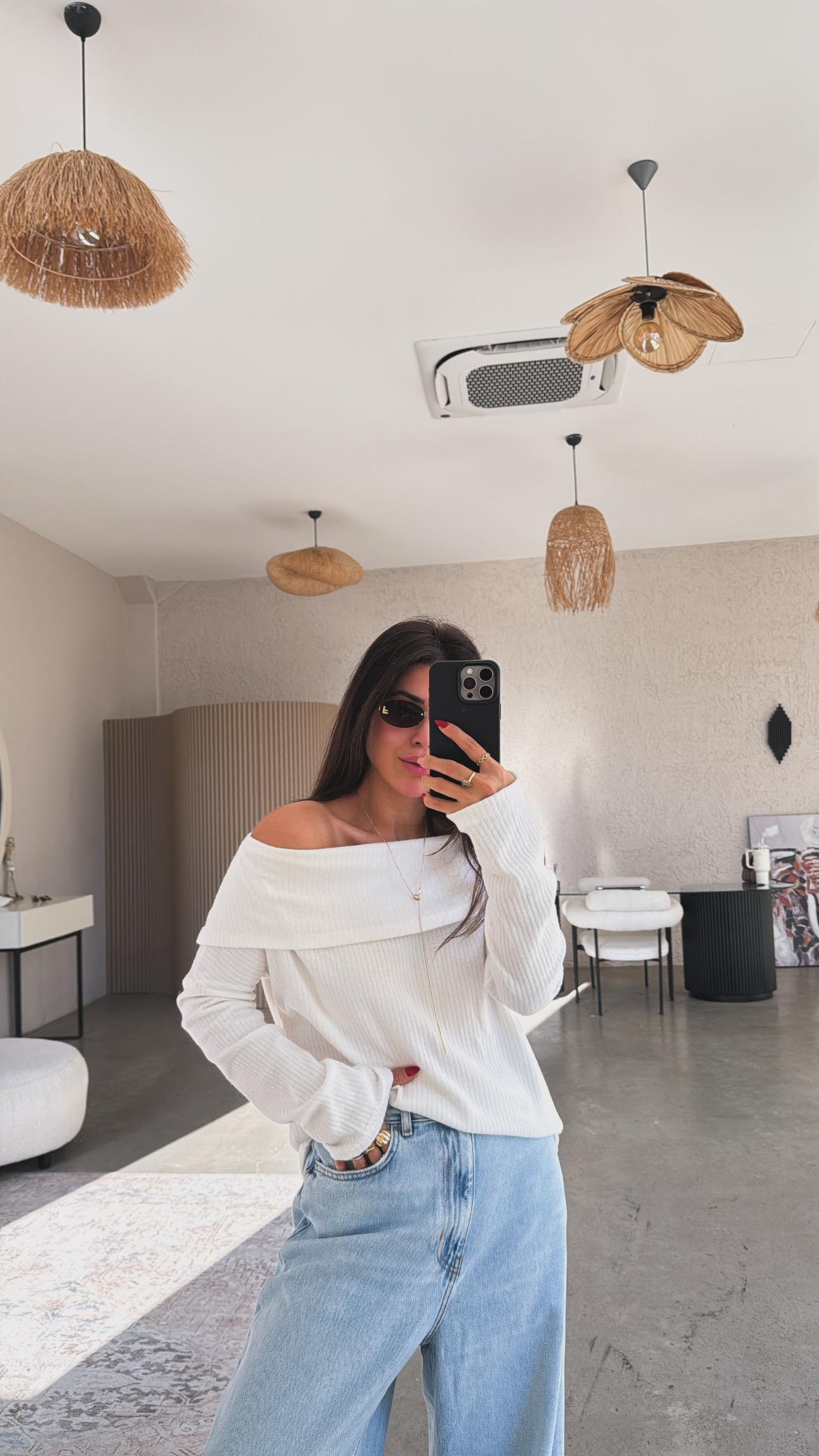 Ekru Madonna Basic Bluz