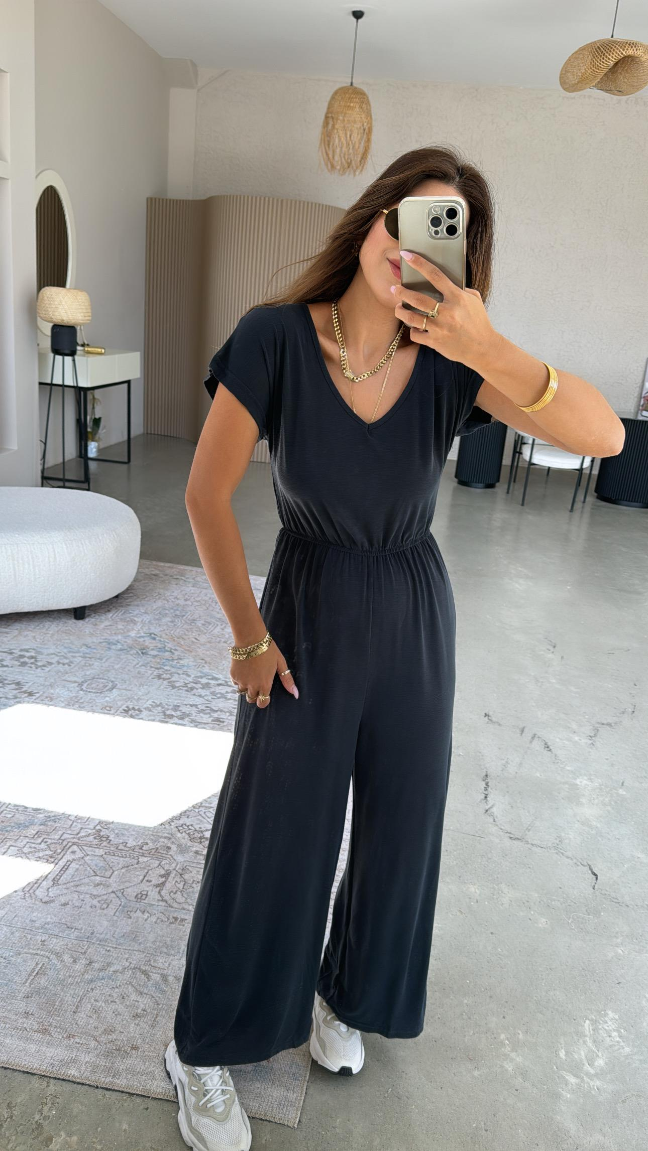 Füme Yıkamalı V Yaka Tulum