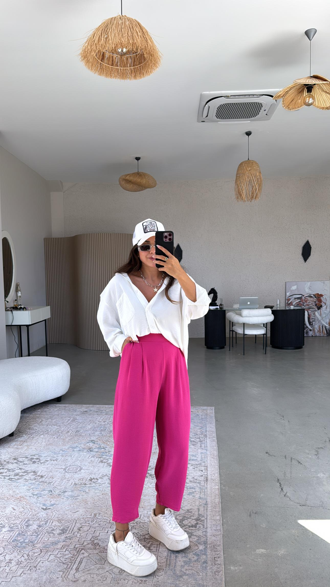 Fuşya Aerobin Harem Pantolon