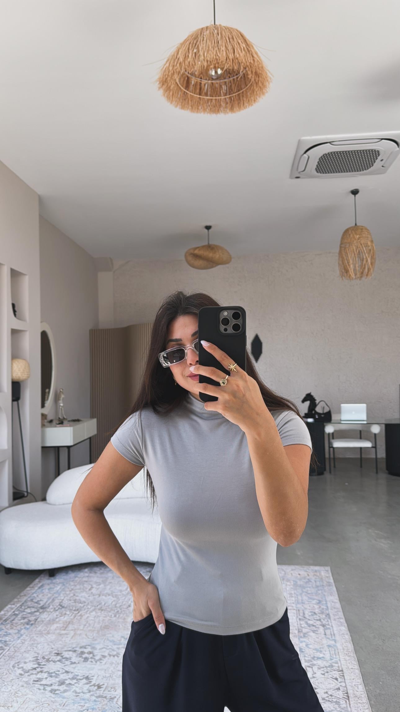 Gri Oys Modal Dik Yaka Basic