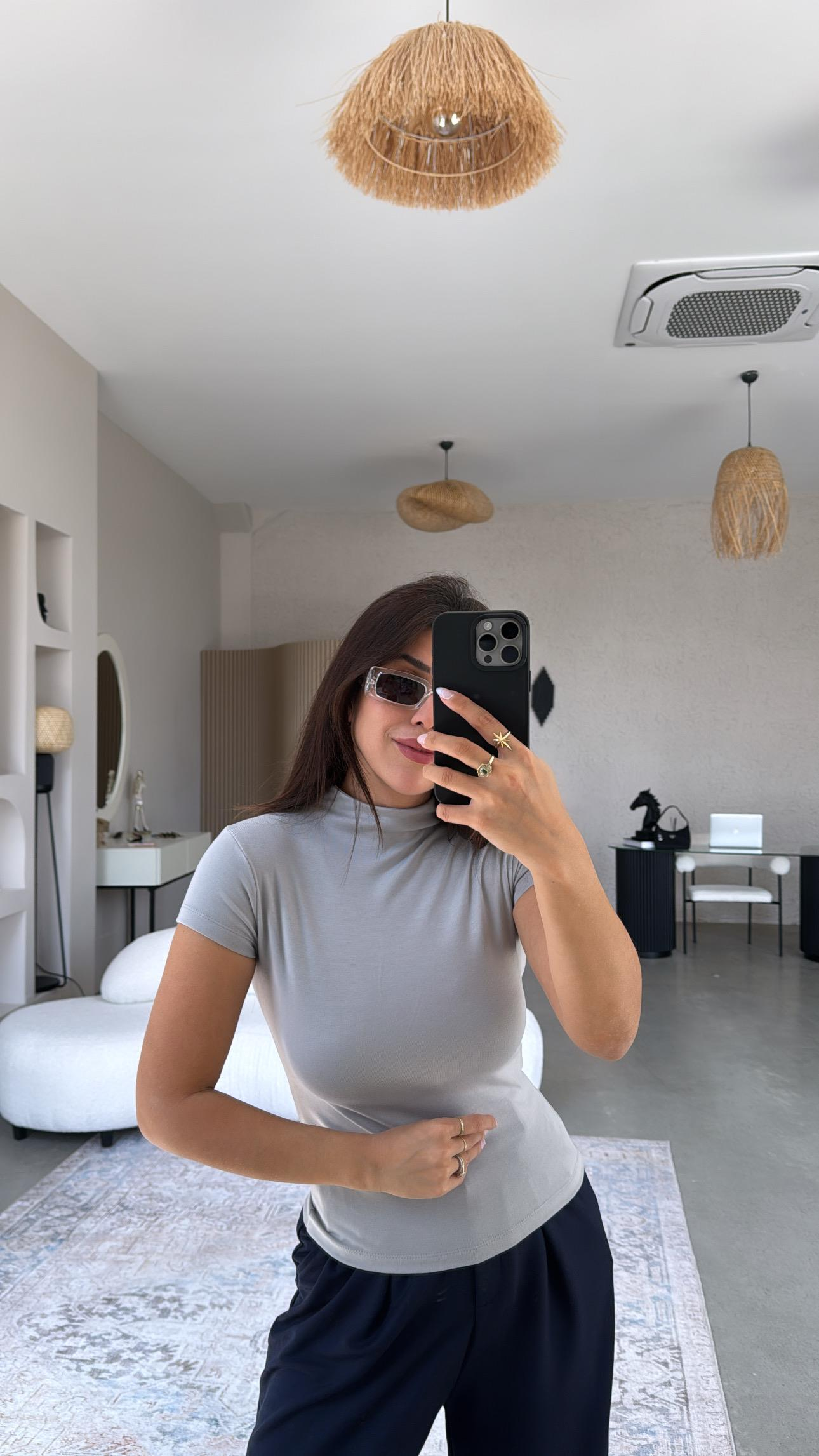 Gri Oys Modal Dik Yaka Basic