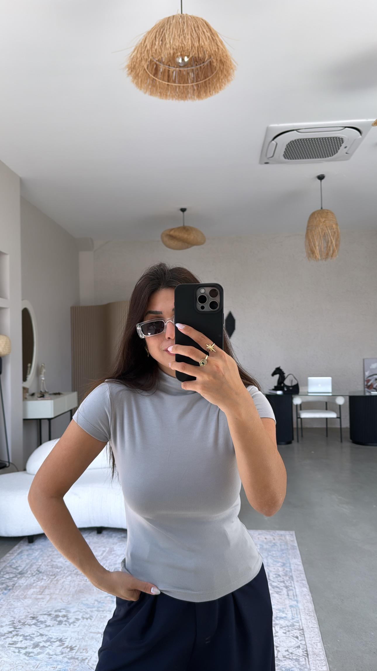 Gri Oys Modal Dik Yaka Basic