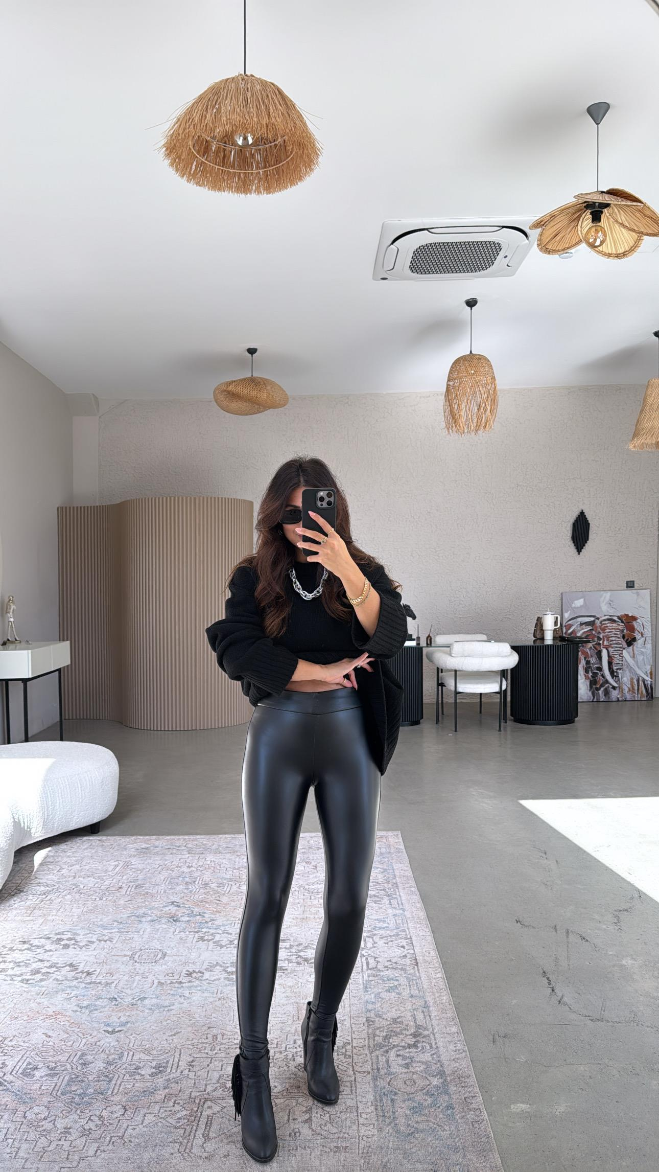 İçi Şardonlu Basic İncelten Deri Tayt