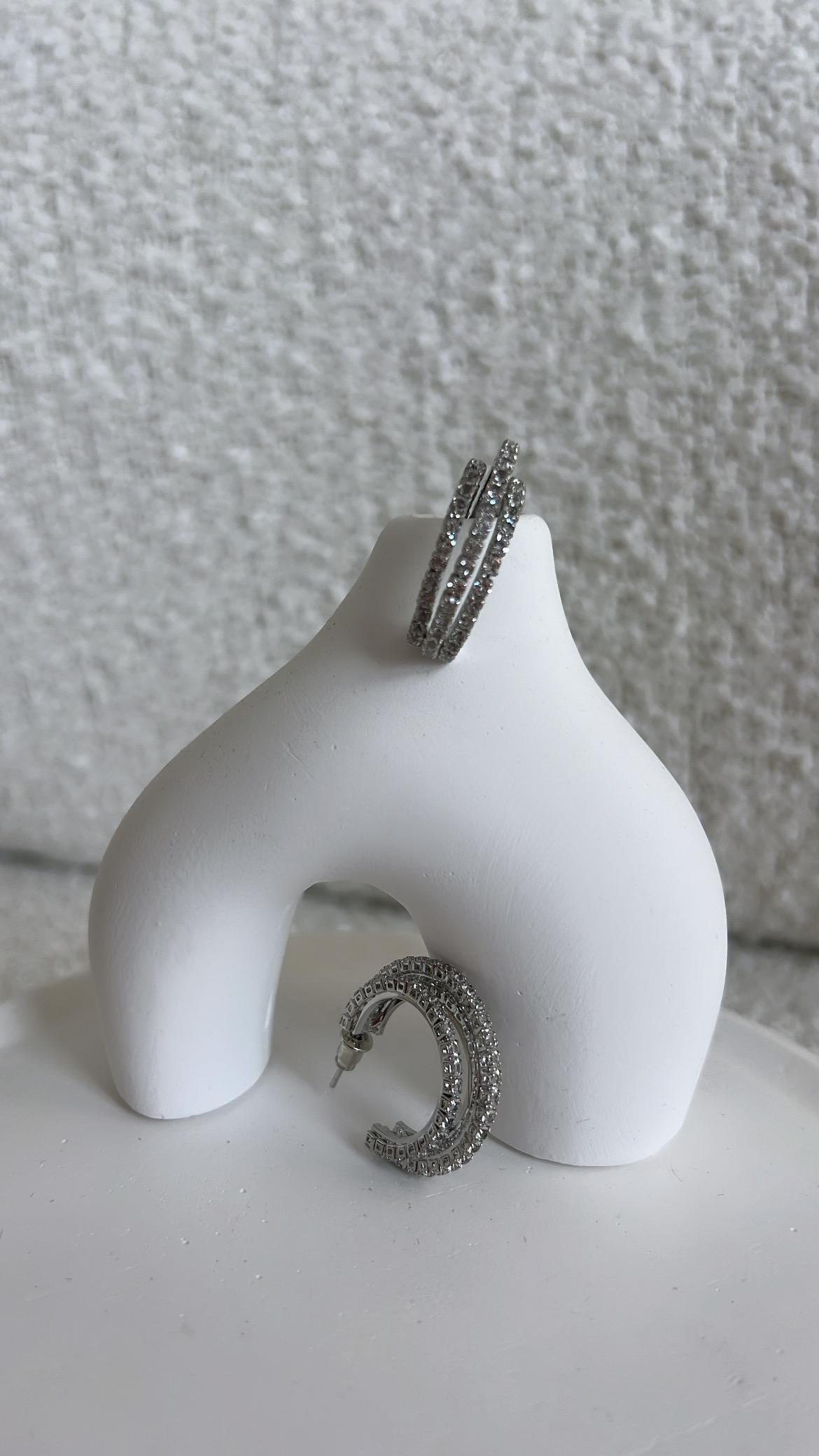 İthal Zirkon Taşlı Silver Halka Küpe