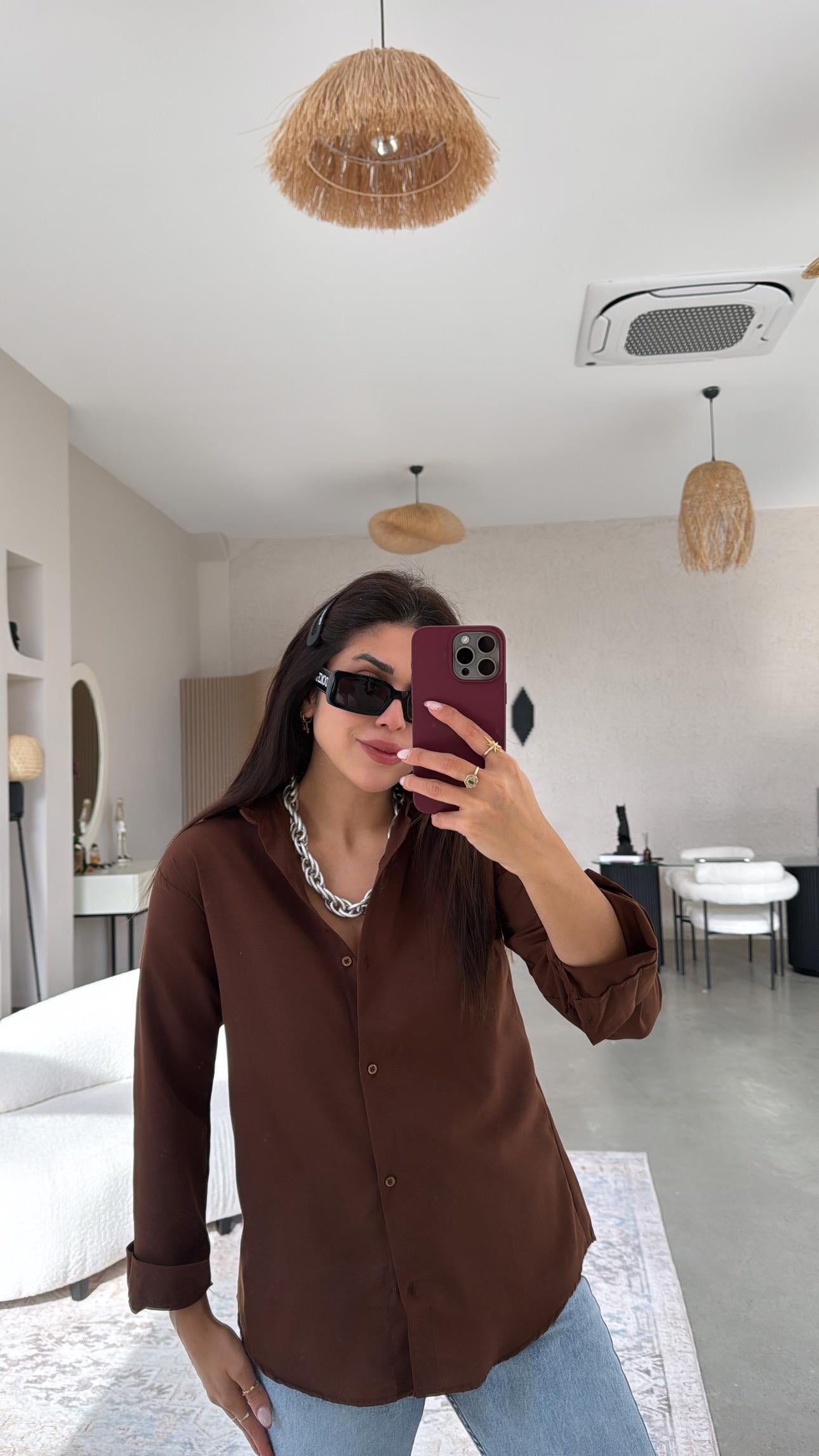 Kahverengi Basic Gömlek