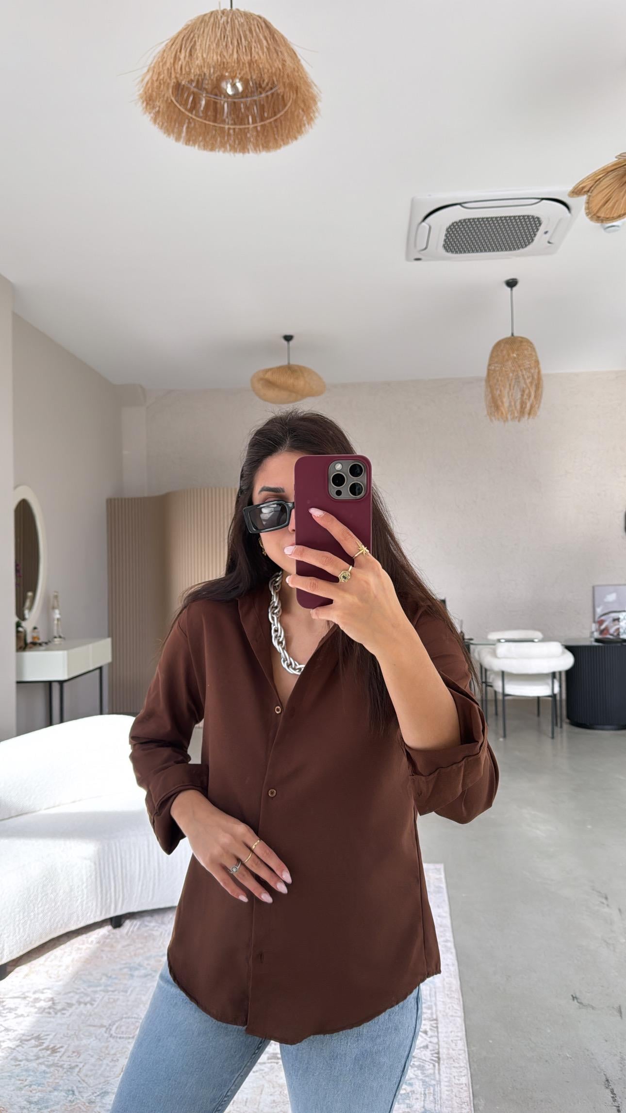 Kahverengi Basic Gömlek