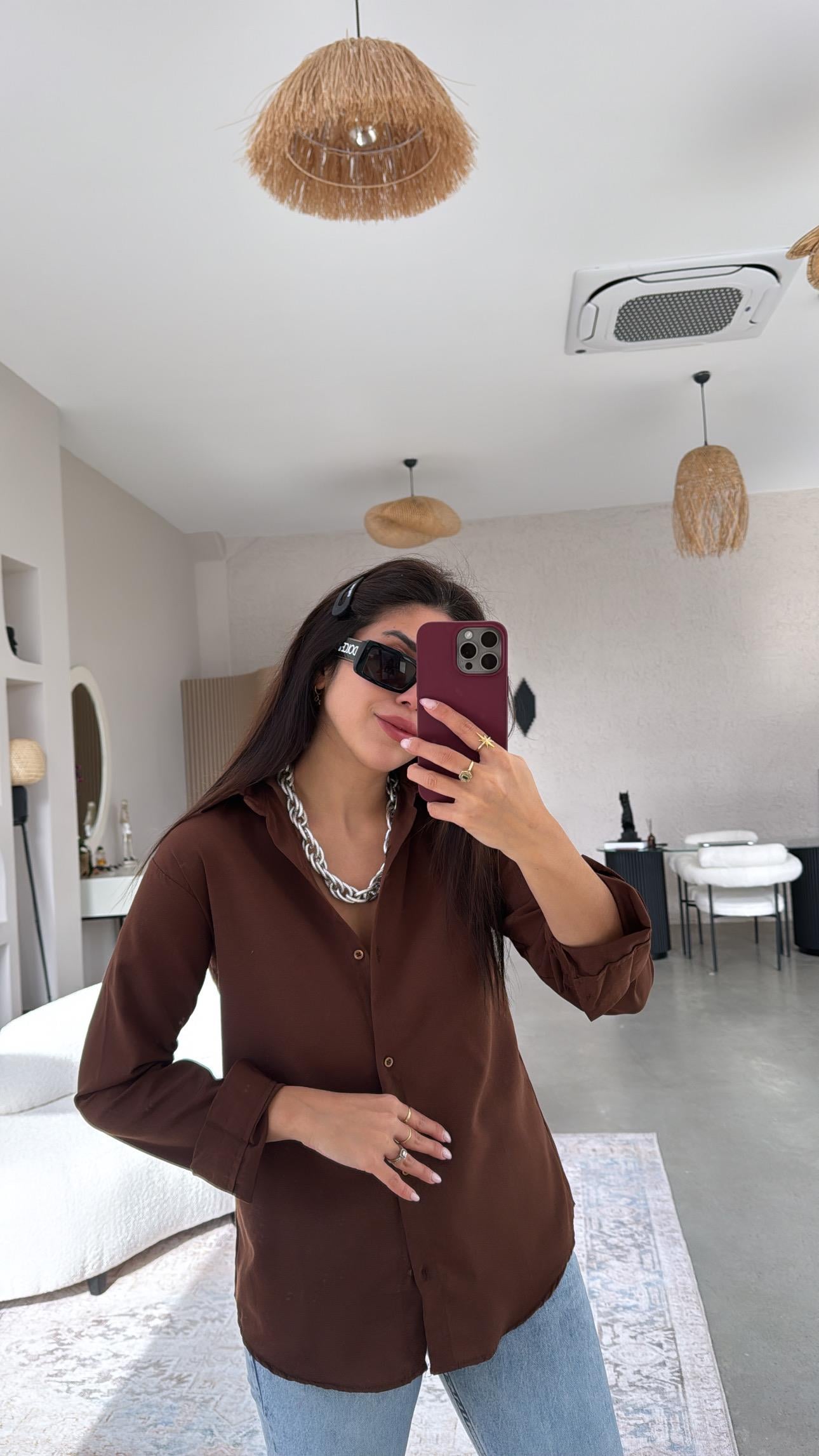 Kahverengi Basic Gömlek