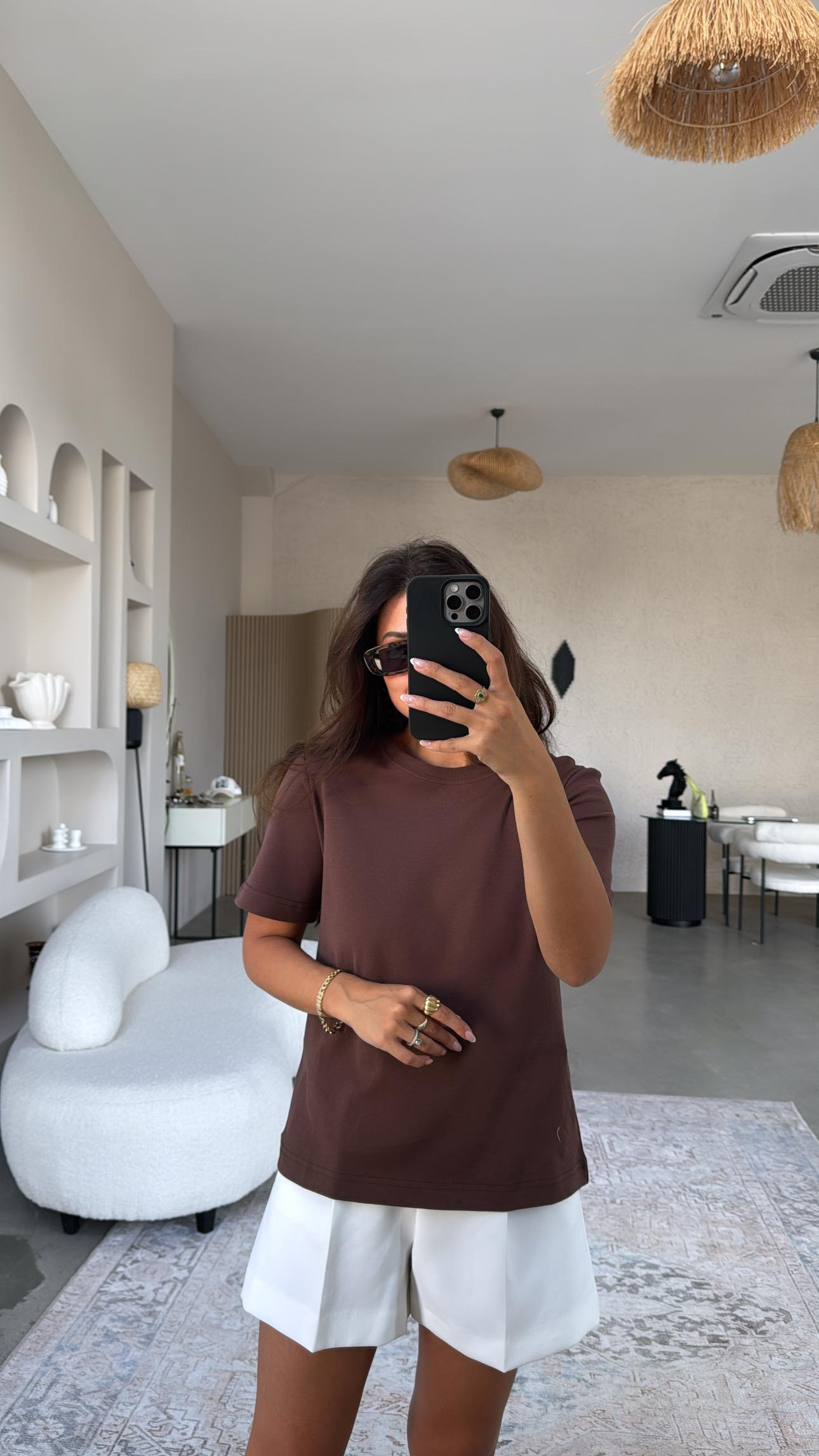 Kahverengi Dlv Basic Pamuk Tshirt