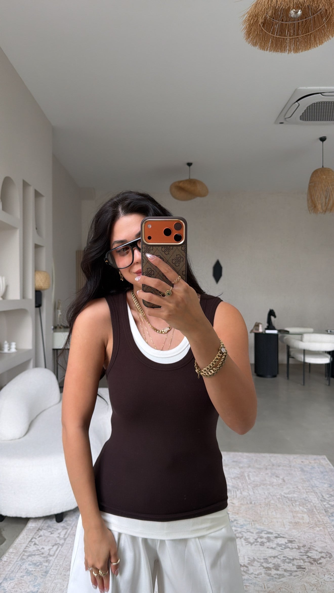 Kahverengi Kaşkorse Çiftli Garnili Atlet