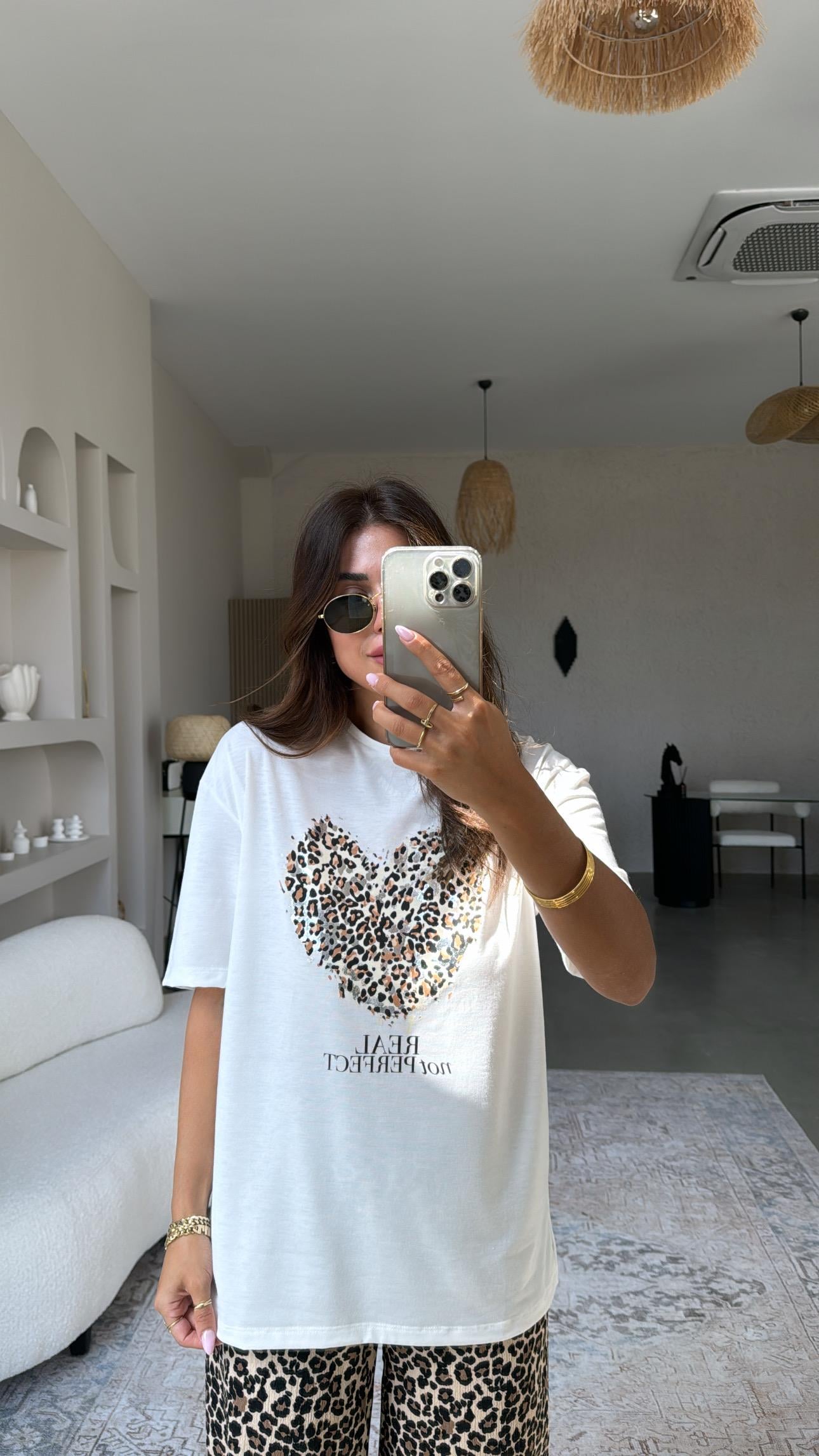 Kalpli Leopar Modal Tshirt