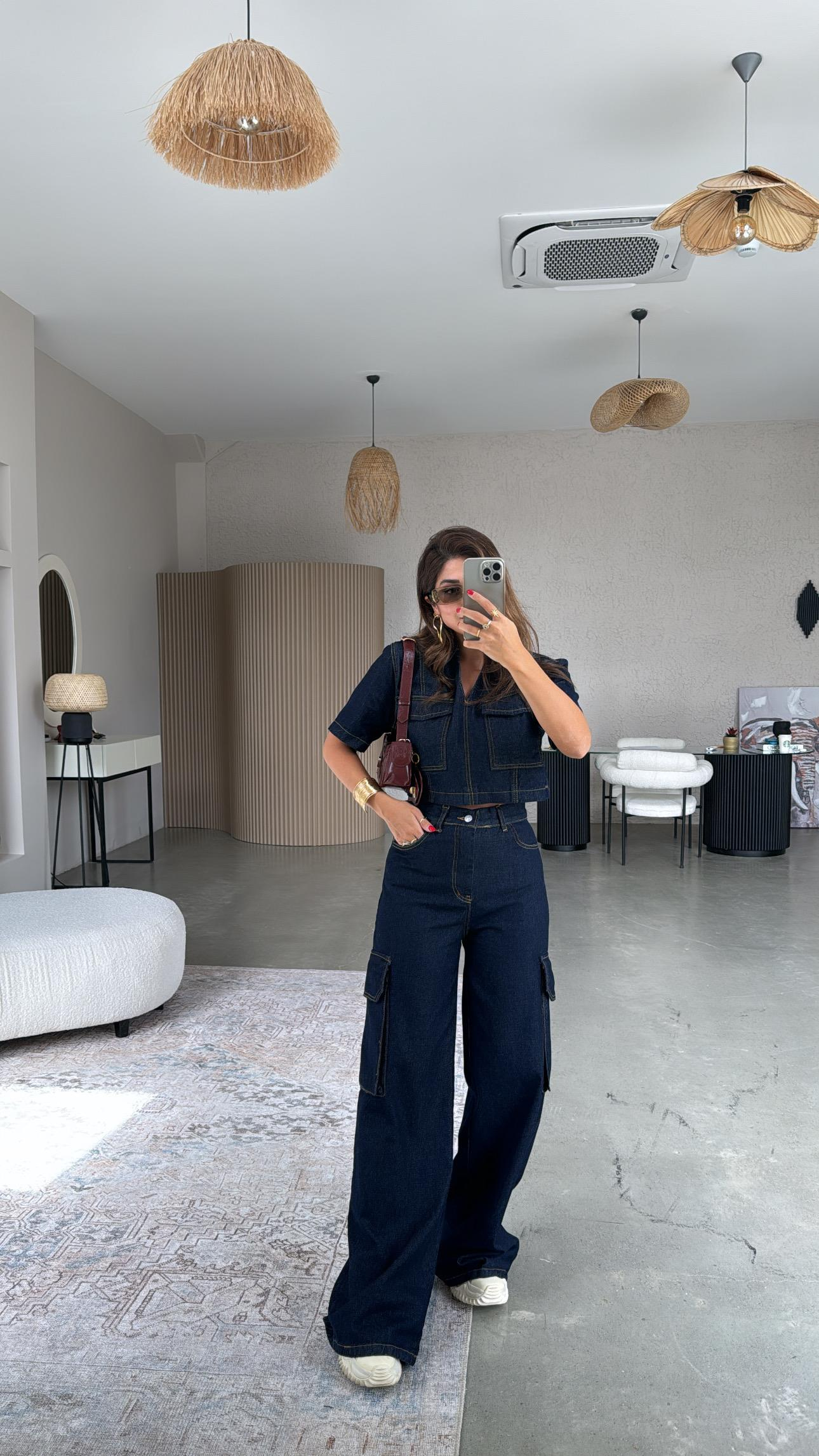 Kargo Cepli Denim Takım