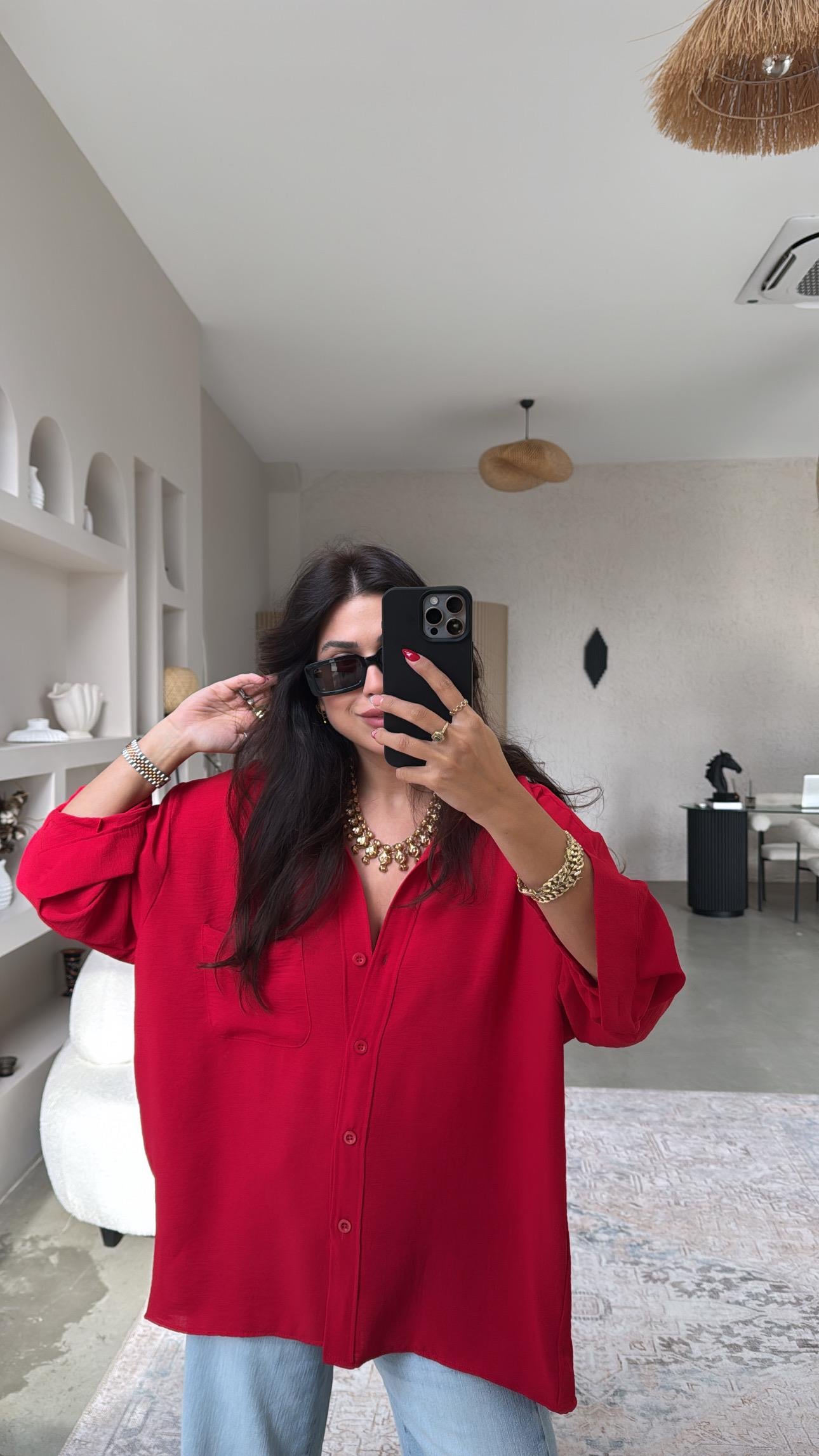 Kırmızı Tiril Gömlek