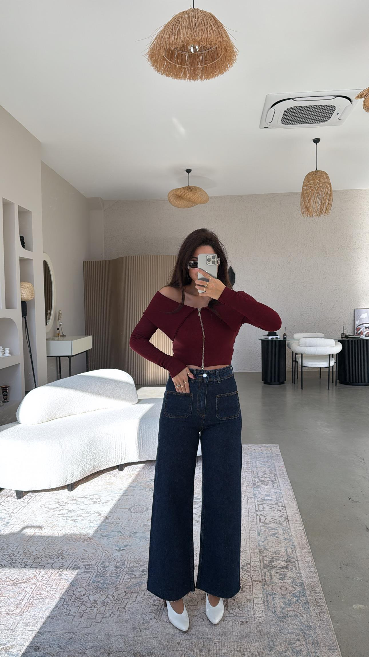 Lacivert Çift Cep Detaylı Jean