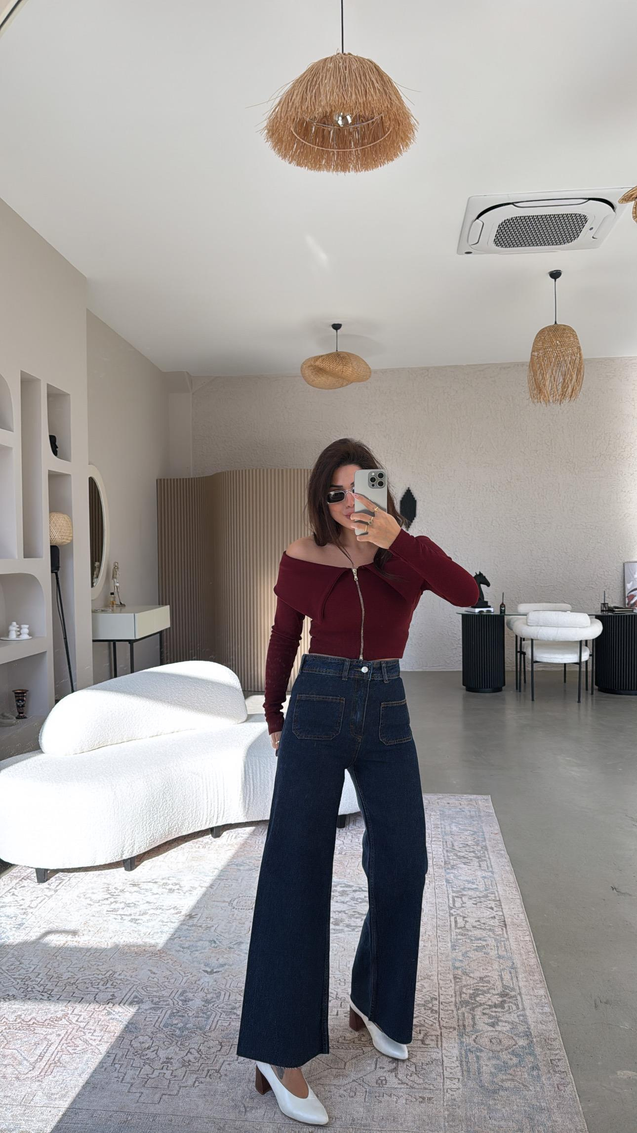 Lacivert Çift Cep Detaylı Jean