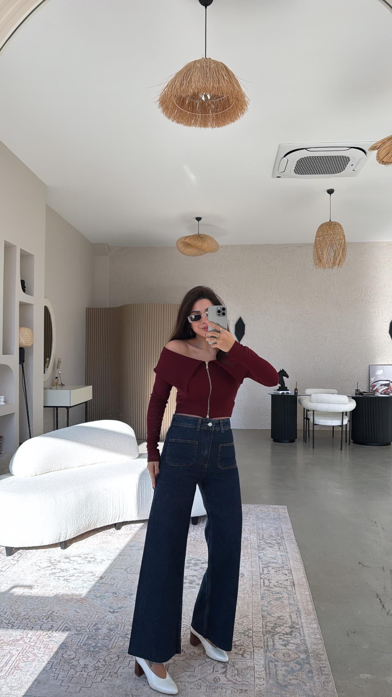Lacivert Çift Cep Detaylı Jean