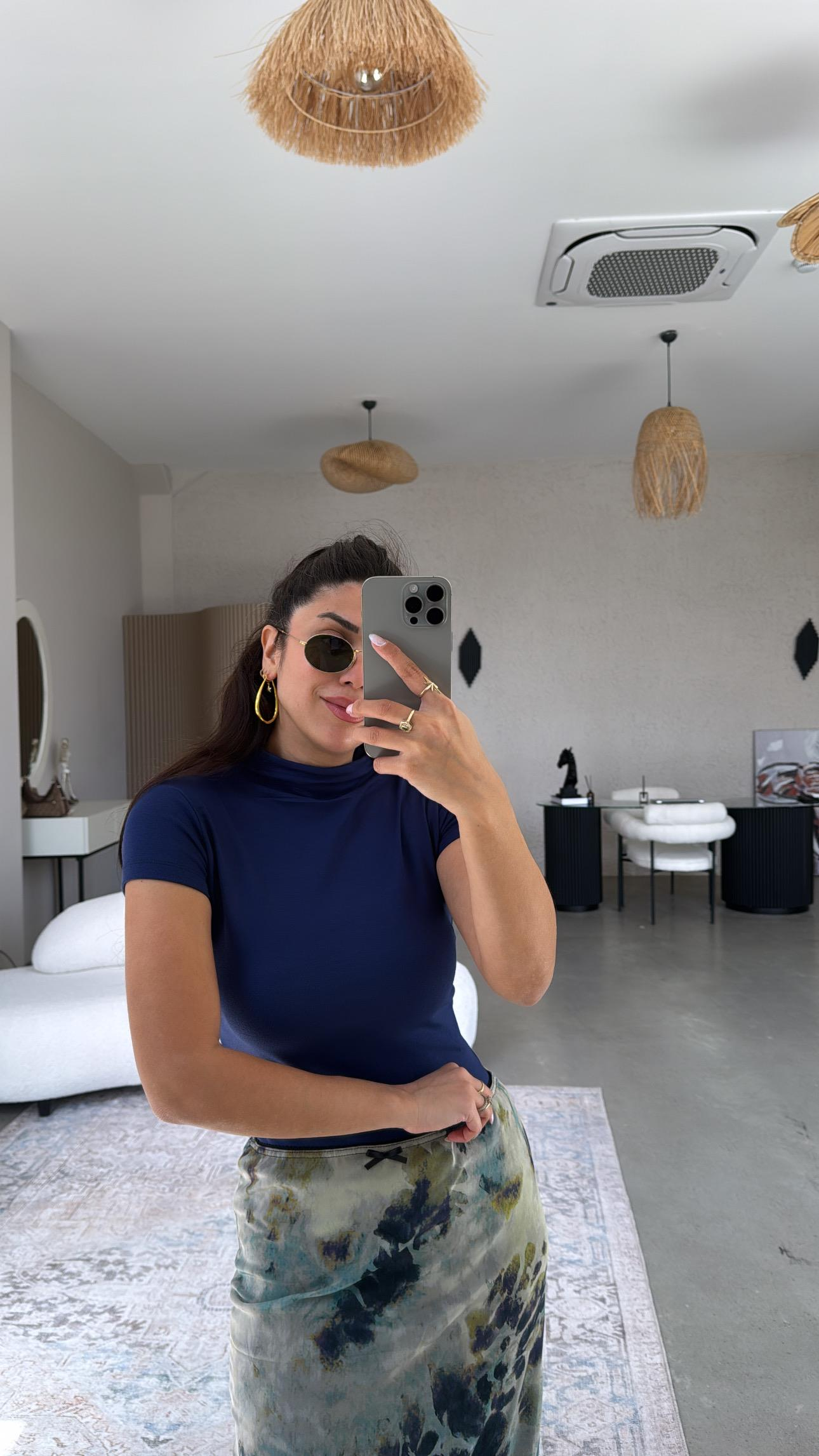 Lacivert Oys Modal Dik Yaka Basic