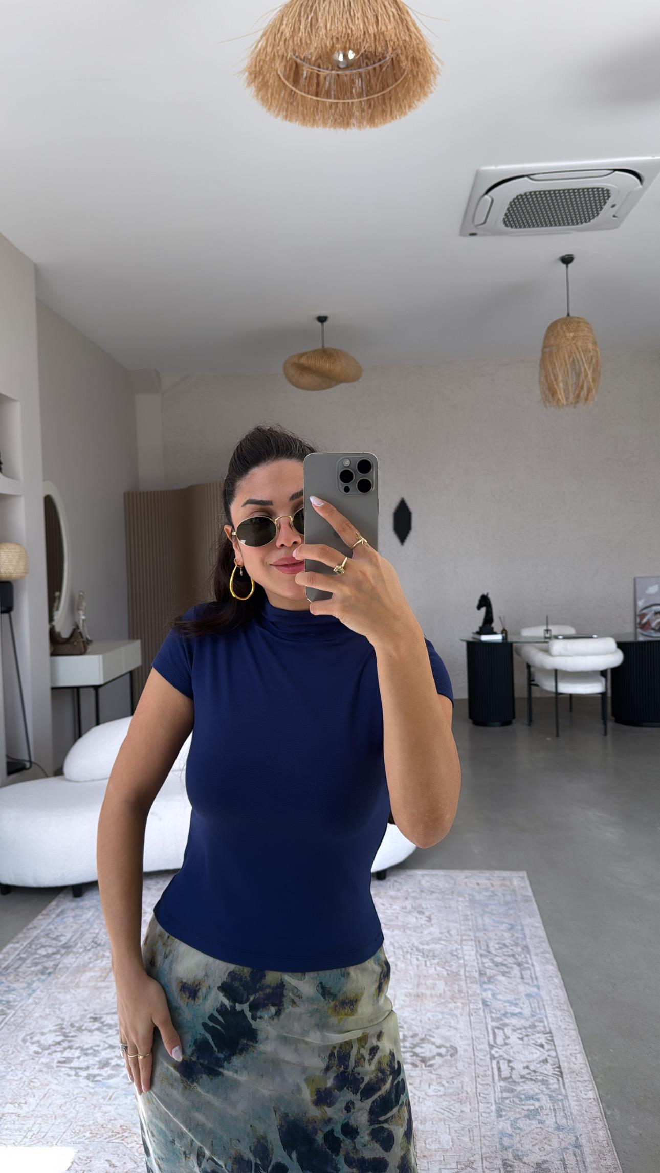 Lacivert Oys Modal Dik Yaka Basic