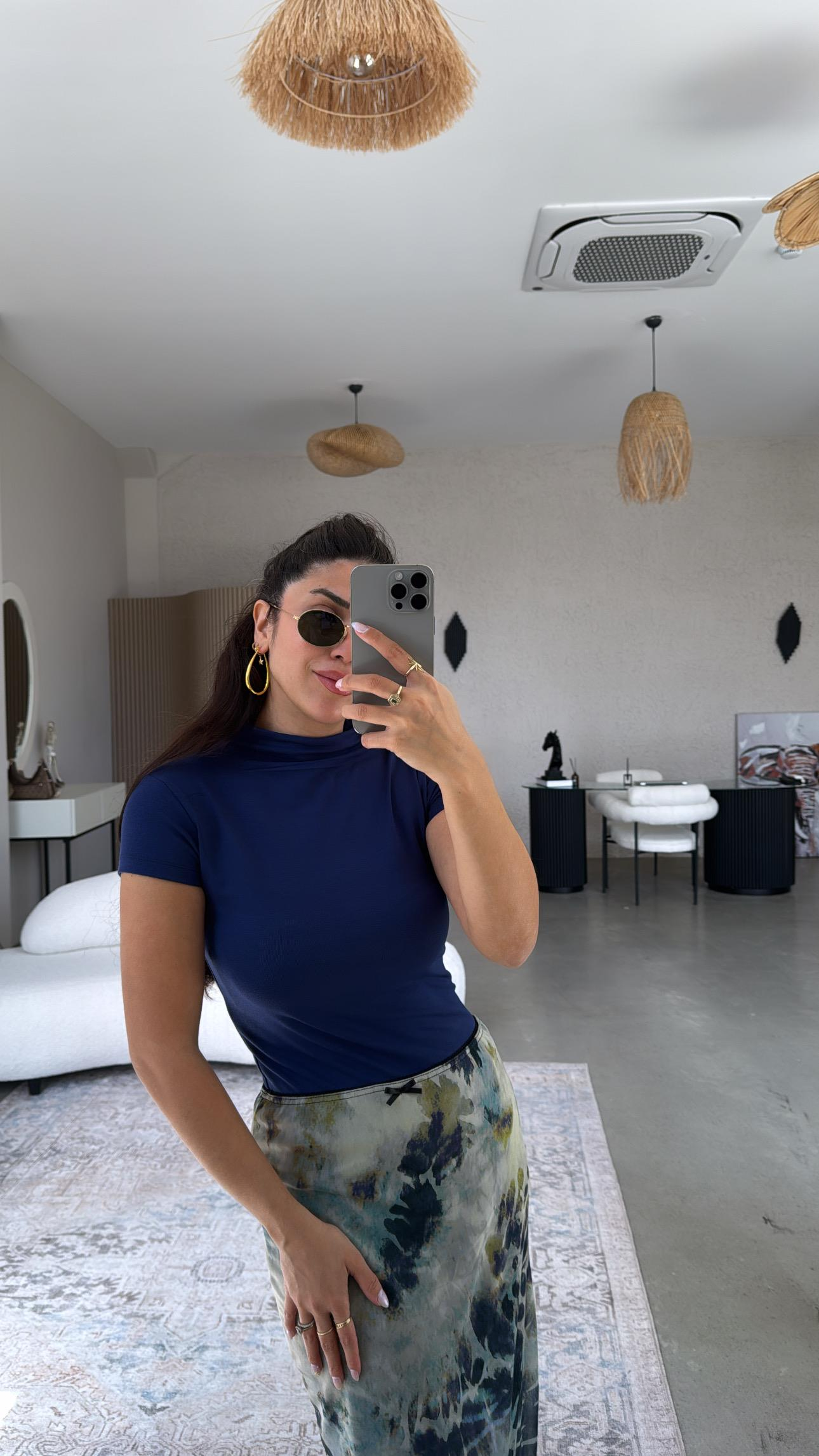 Lacivert Oys Modal Dik Yaka Basic