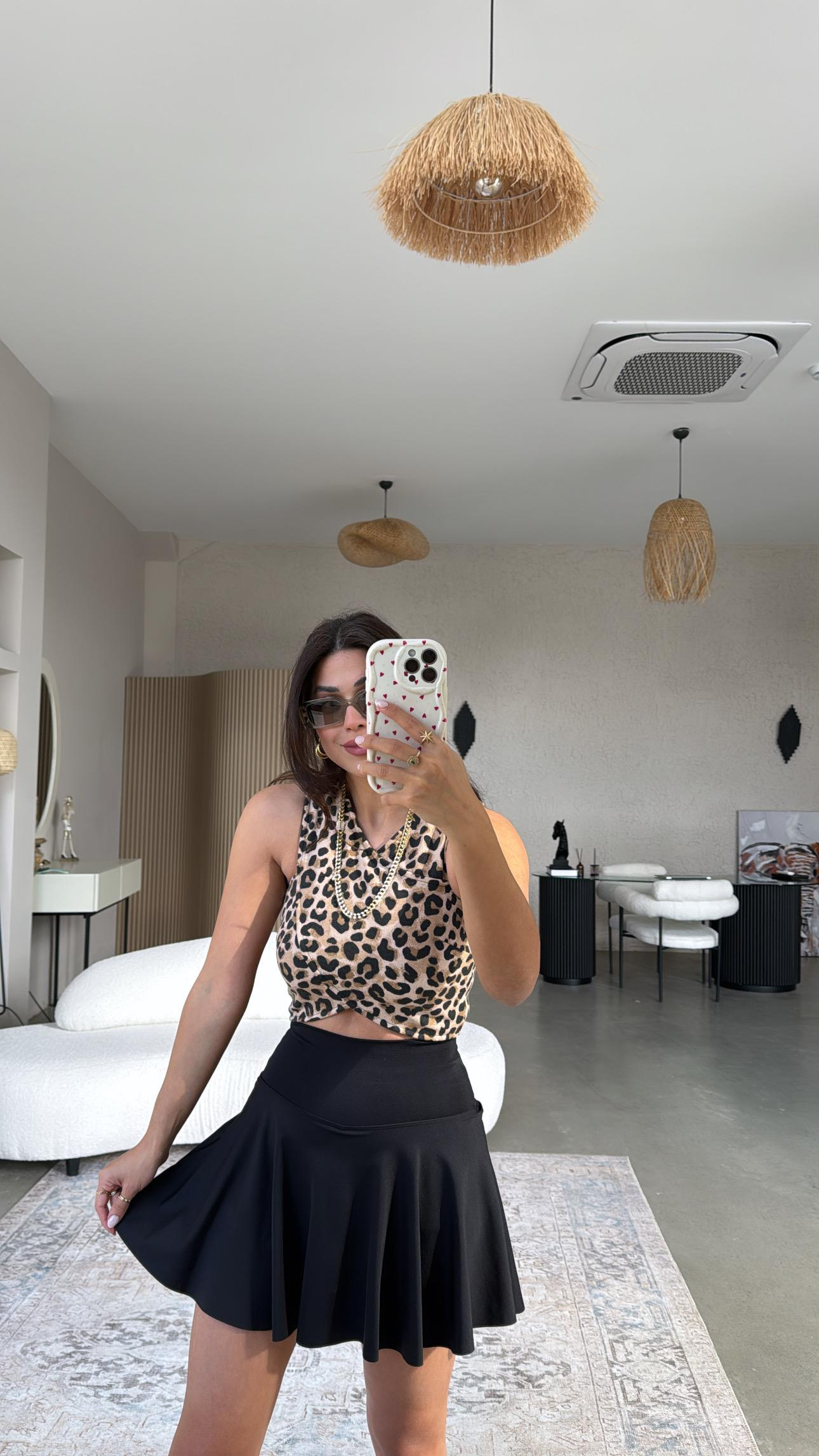 Leopar Çapraz Askı Büstiyer