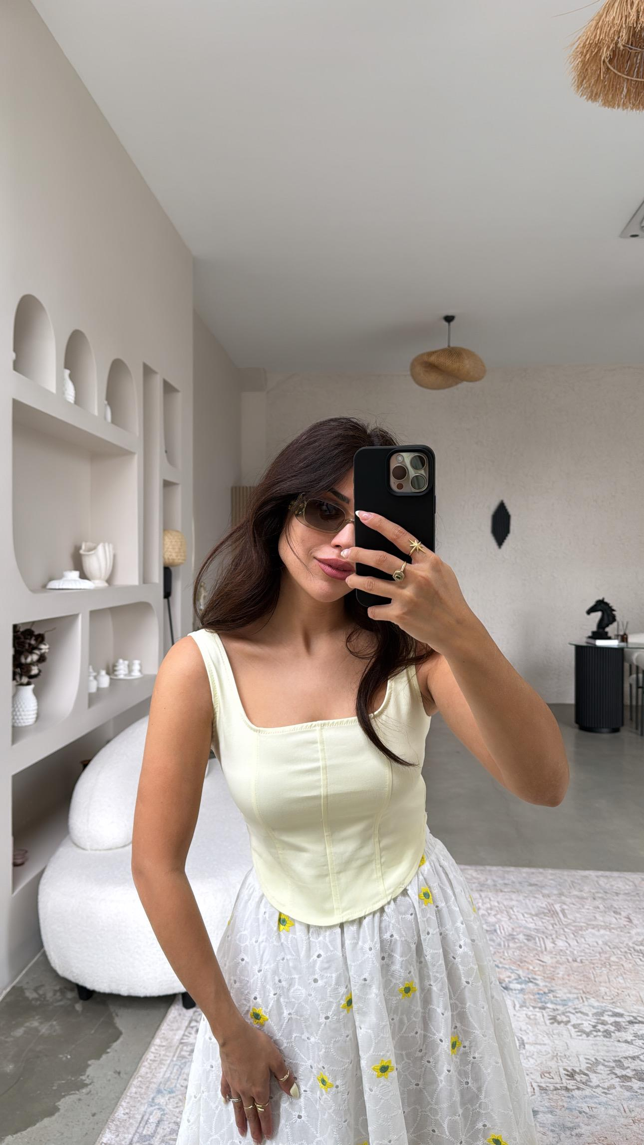 Limon Sarı Likralı Büstiyer