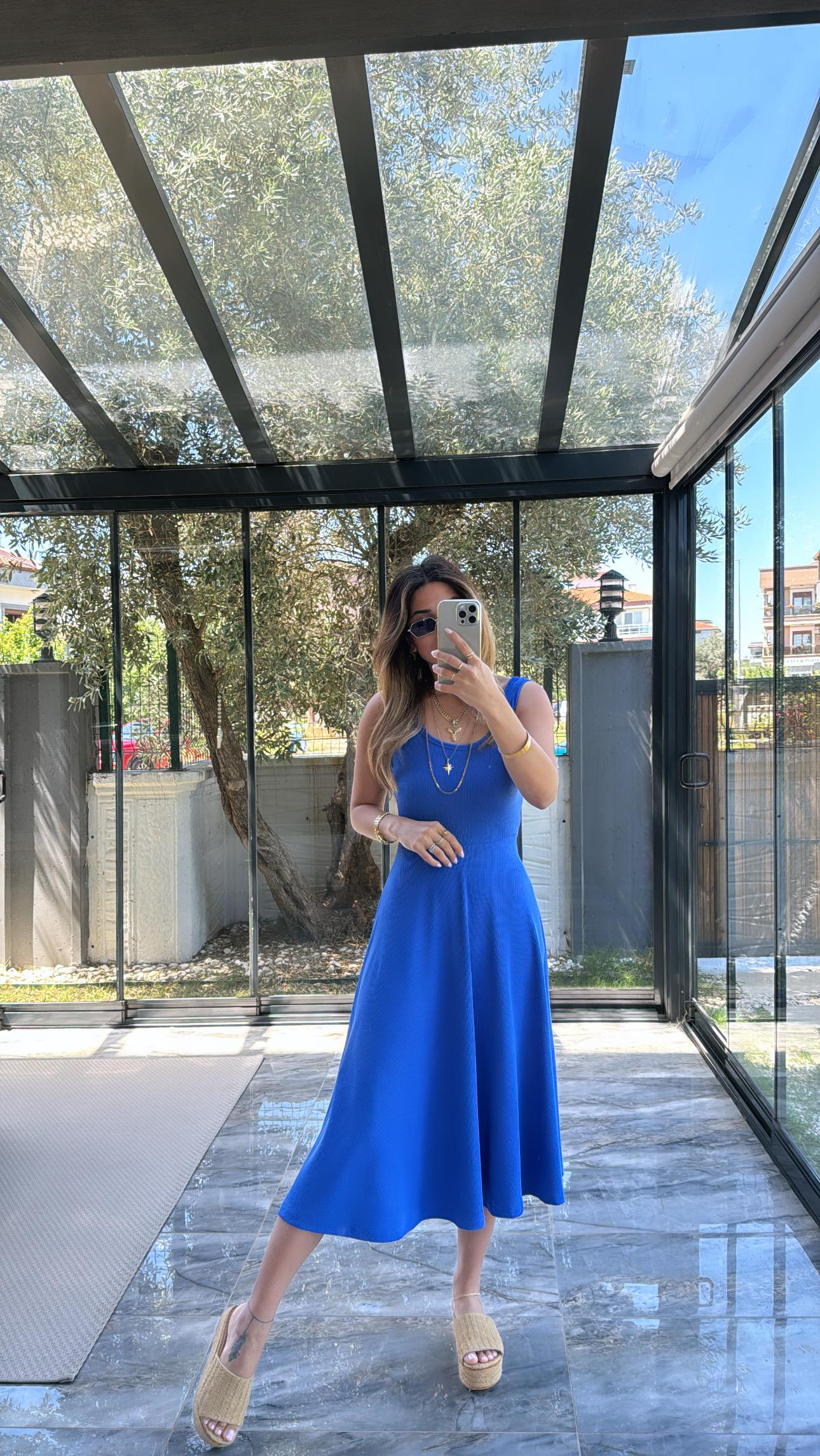 Mavi Özel Üretim Kaşkorse Basic Elbise
