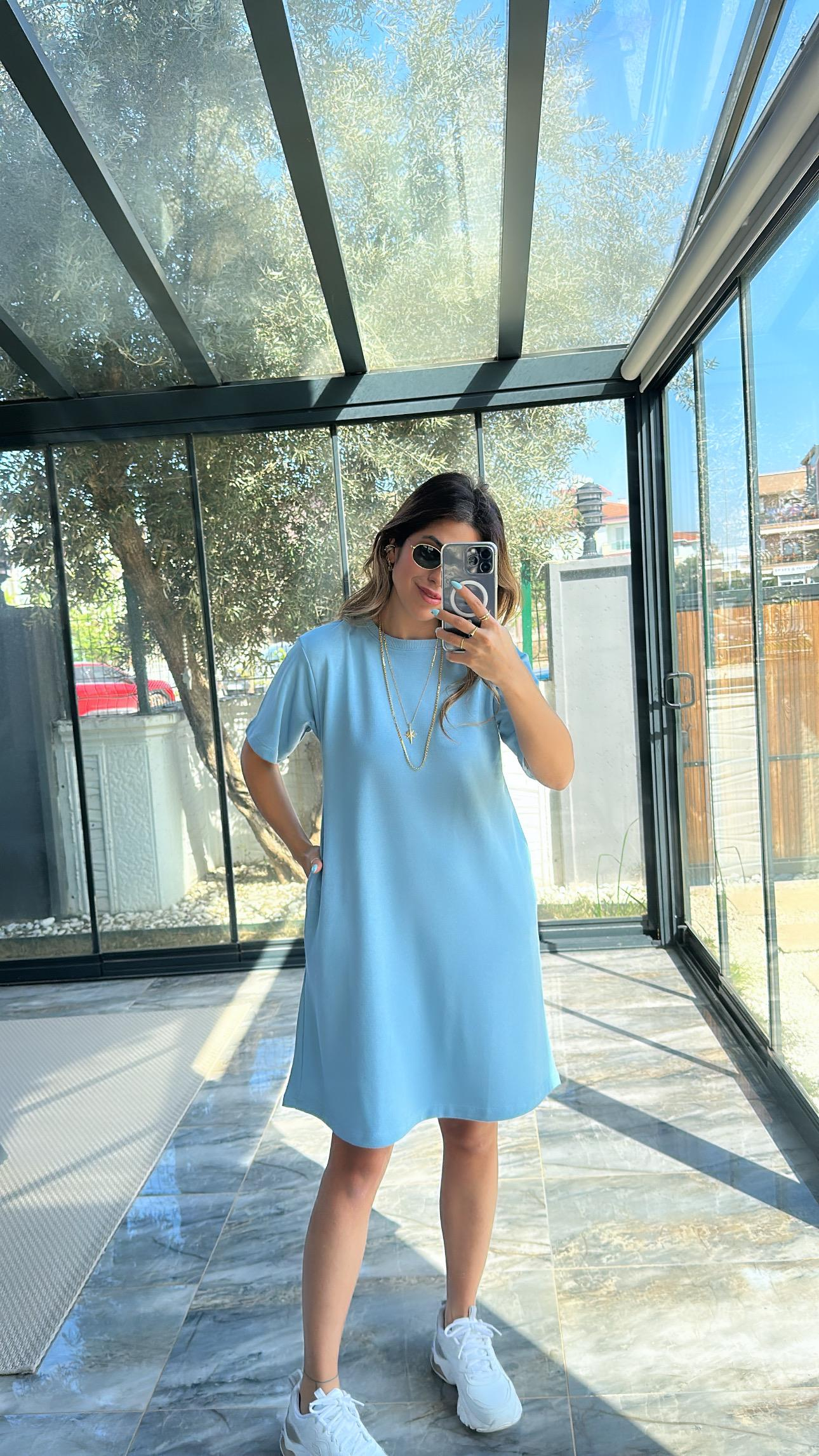 Mavi Salaş İki İplik Basic Elbise