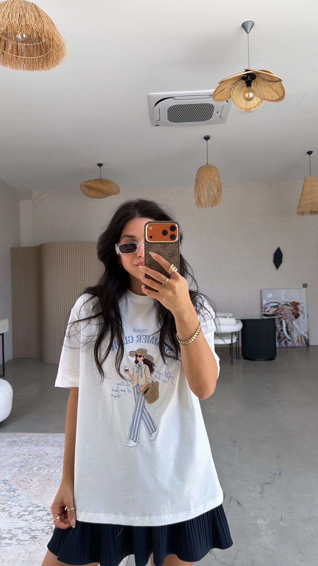 Mavili Kadın Baskılı Tshirt