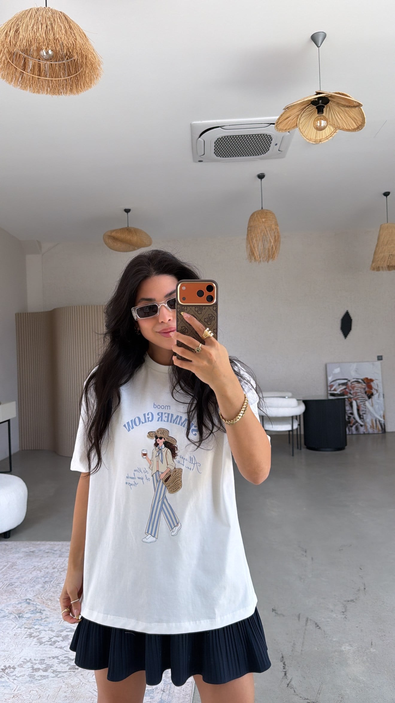 Mavili Kadın Baskılı Tshirt