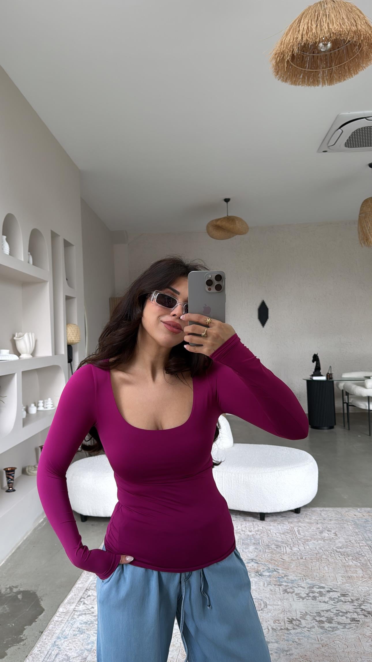 Mor Kare Yaka Scuba Basic Bluz