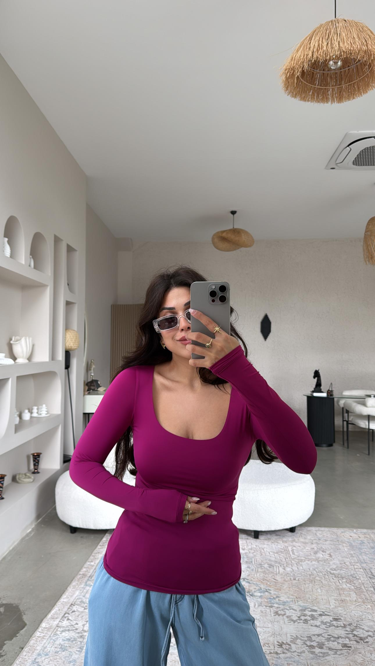 Mor Kare Yaka Scuba Basic Bluz