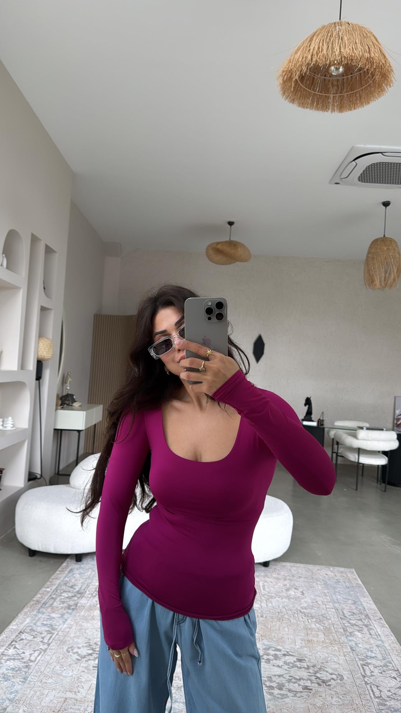 Mor Kare Yaka Scuba Basic Bluz