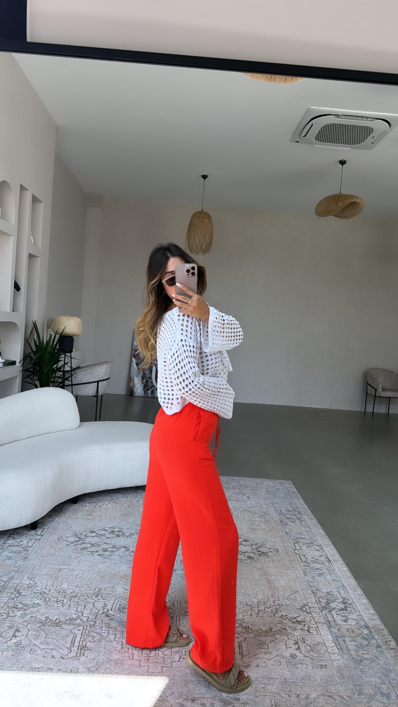 Narçiçeği Keten Pantolon