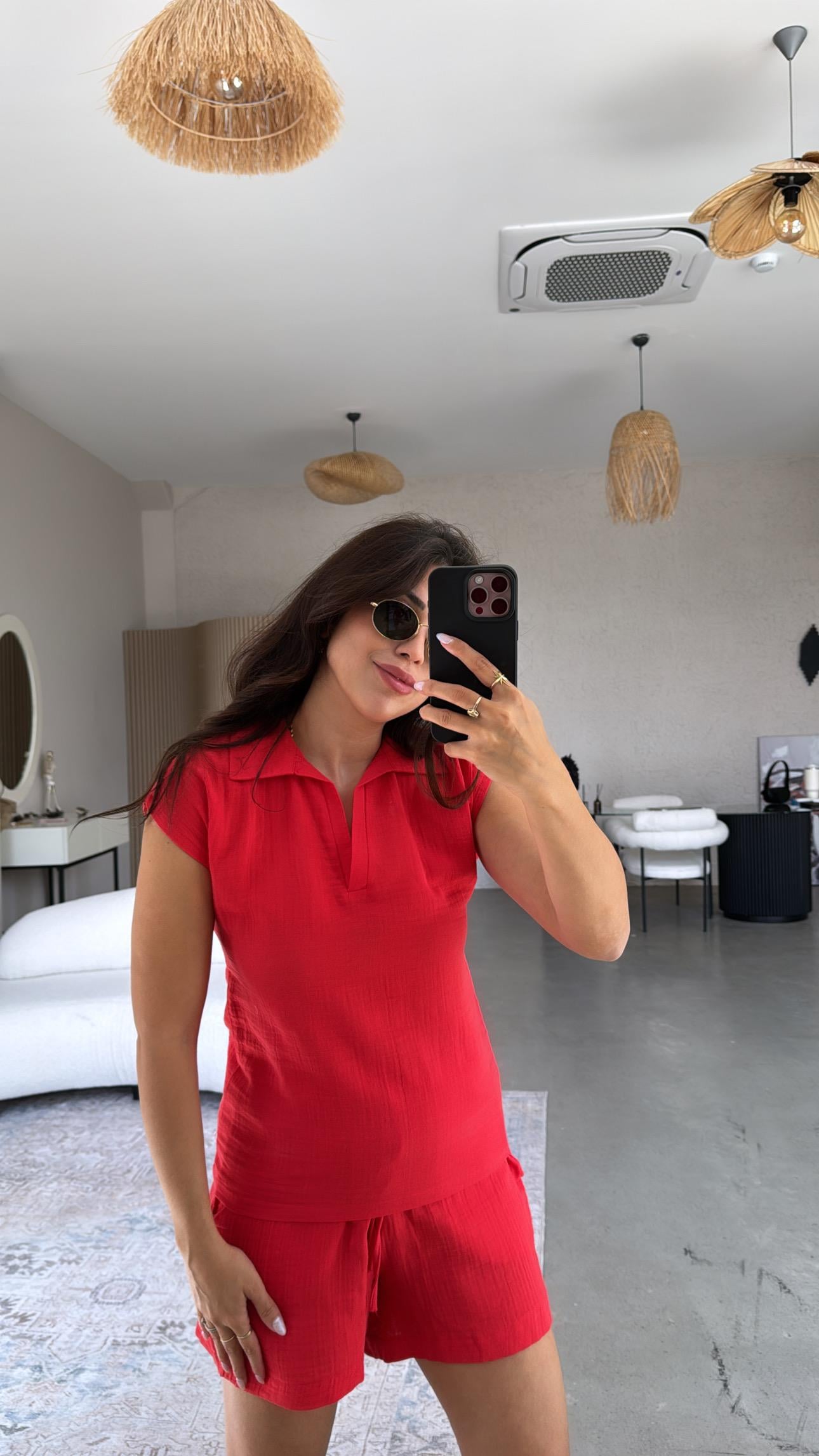 Narçiçeği Müslin Şortlu Takım