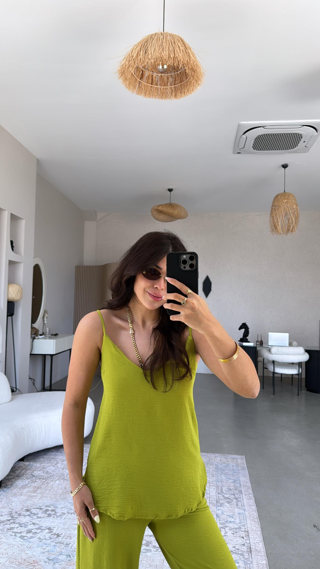 Olive İp Askılı Basic Tiril Takım