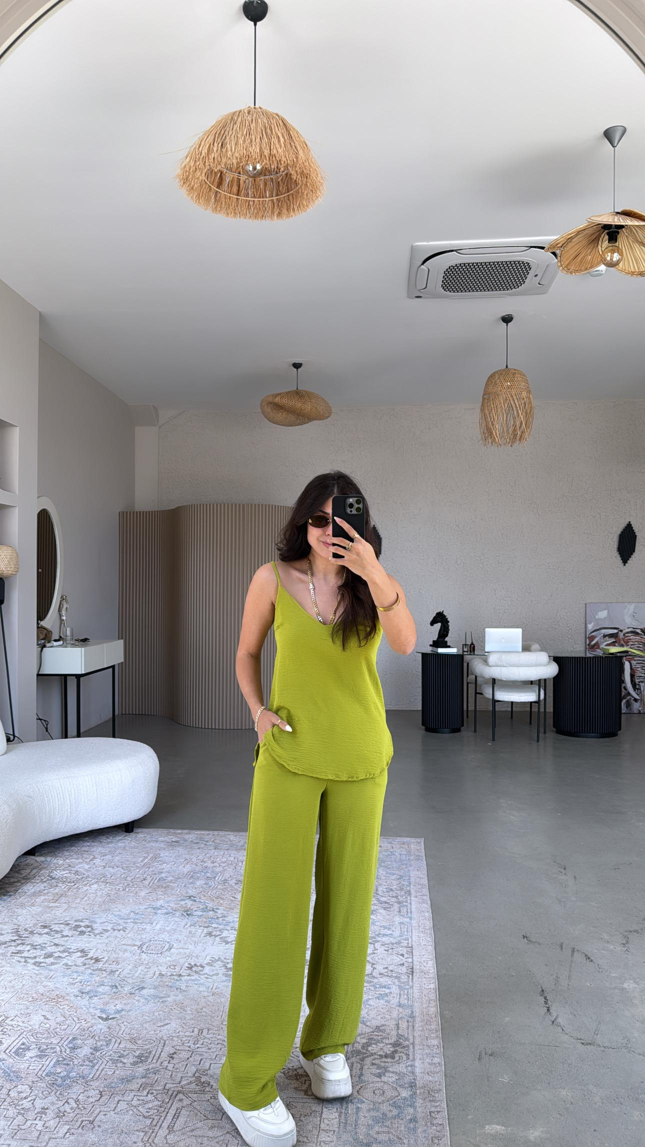 Olive İp Askılı Basic Tiril Takım