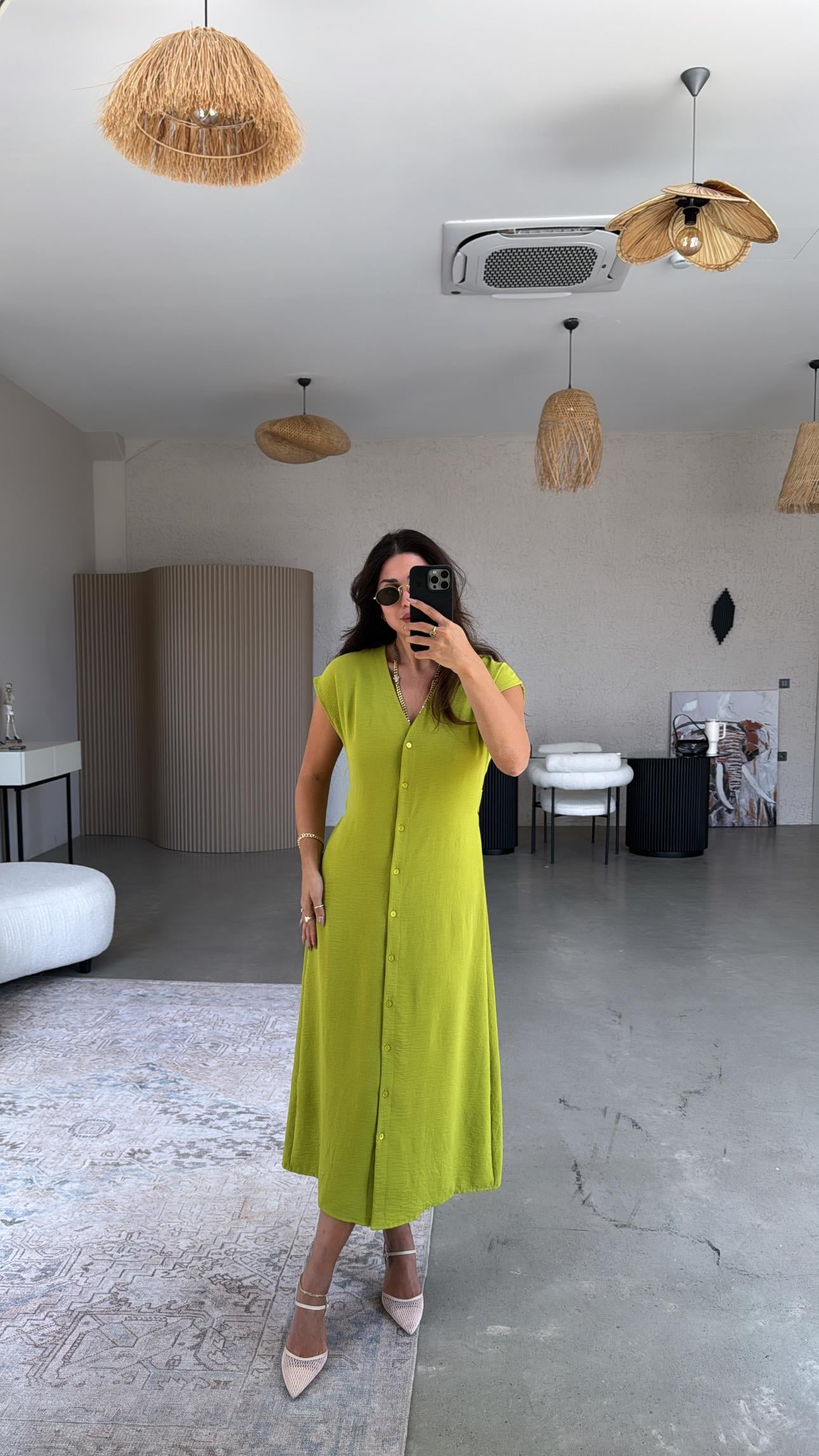 Olive Zr Model Düğmeli Aerobin Elbise